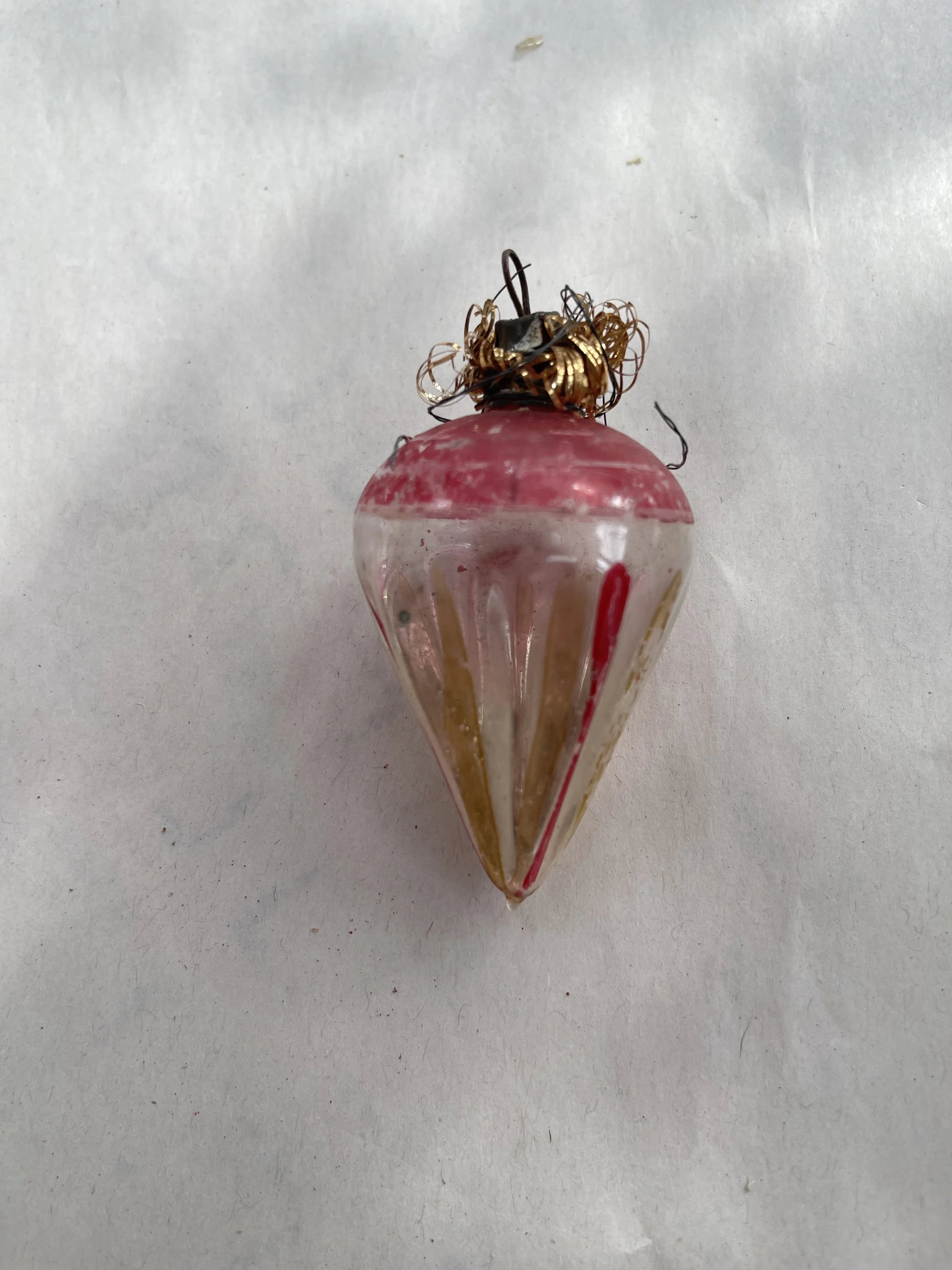 German Ribbed Teardrop Glass Ornament