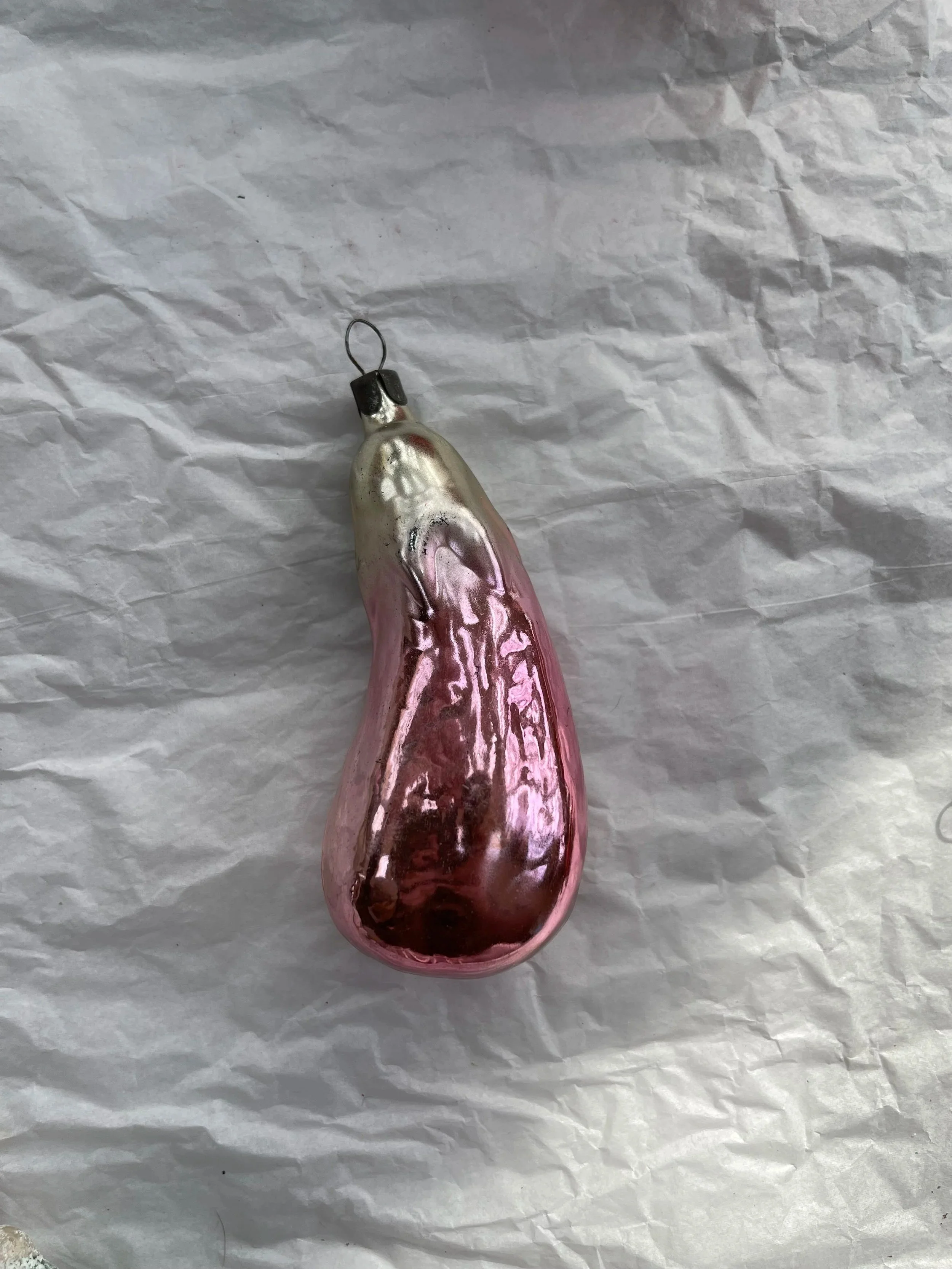 Vintage Purple Mercury Glass Eggplant Ornament.