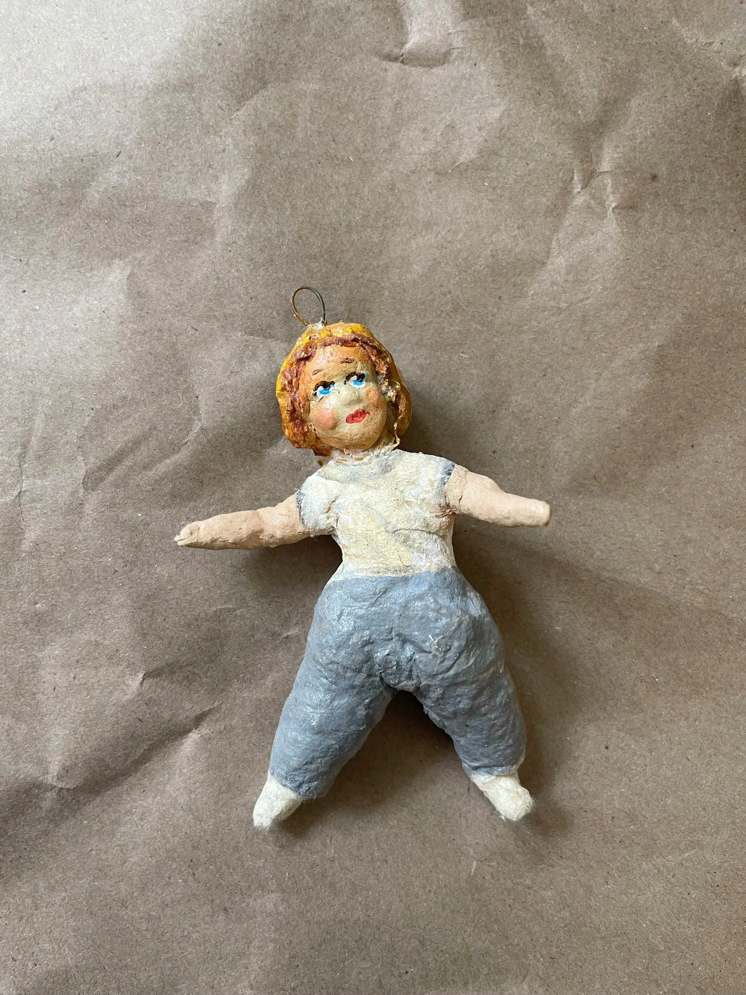 Russian Spun Cotton Child Figurine Ornament.