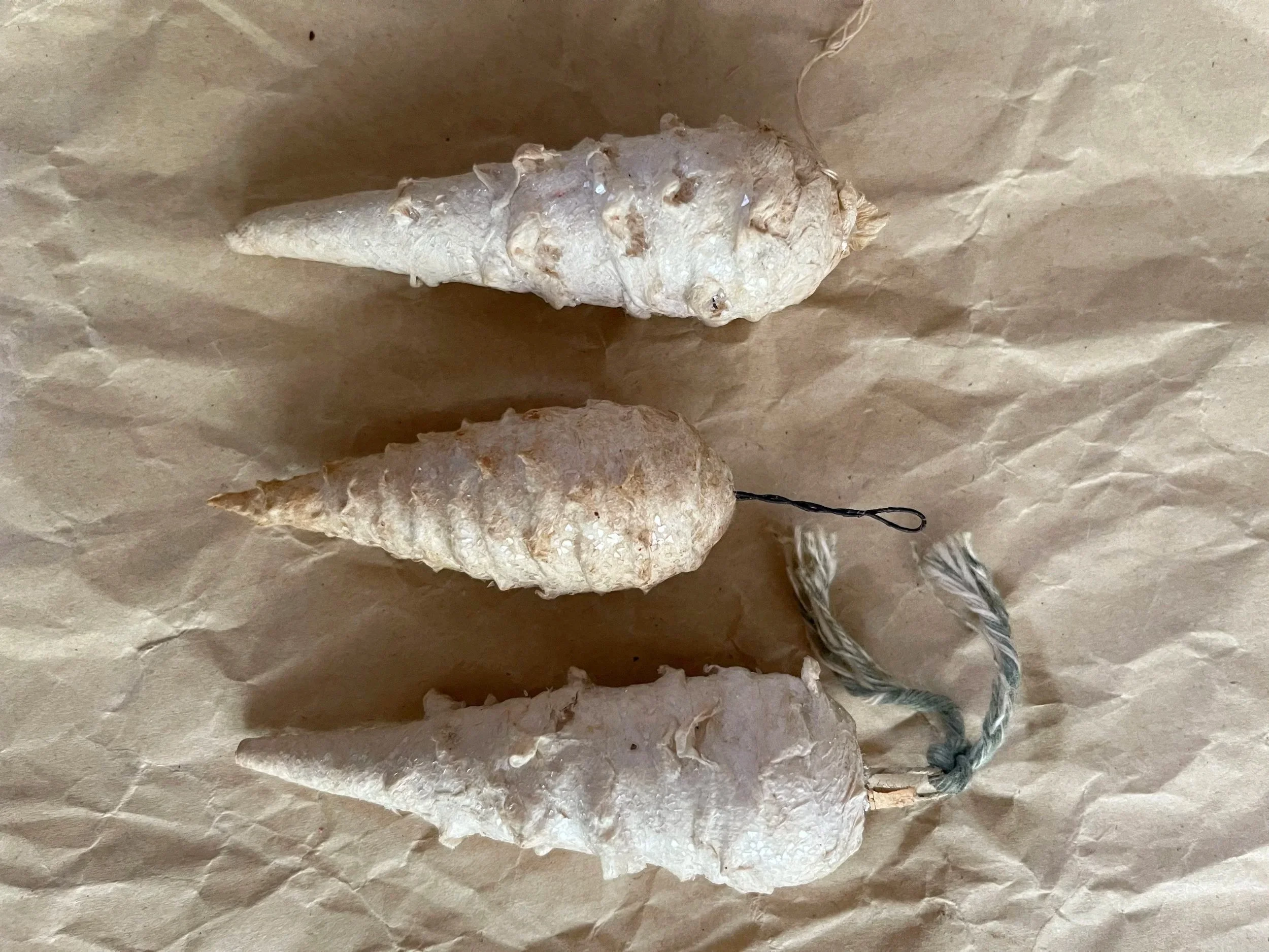 Antique Spun Cotton Icicles.