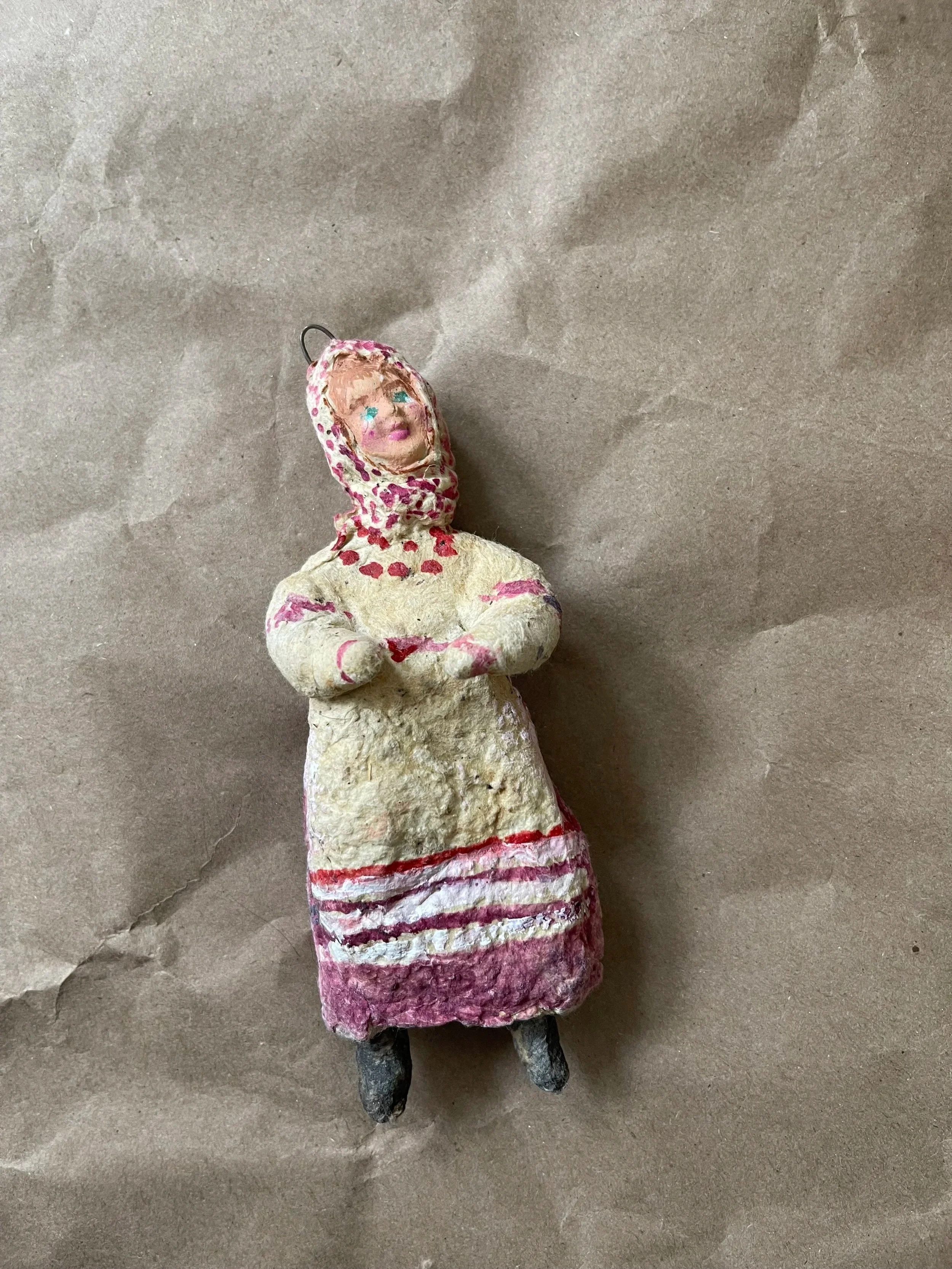 Russian spun-cotton woman figurine.