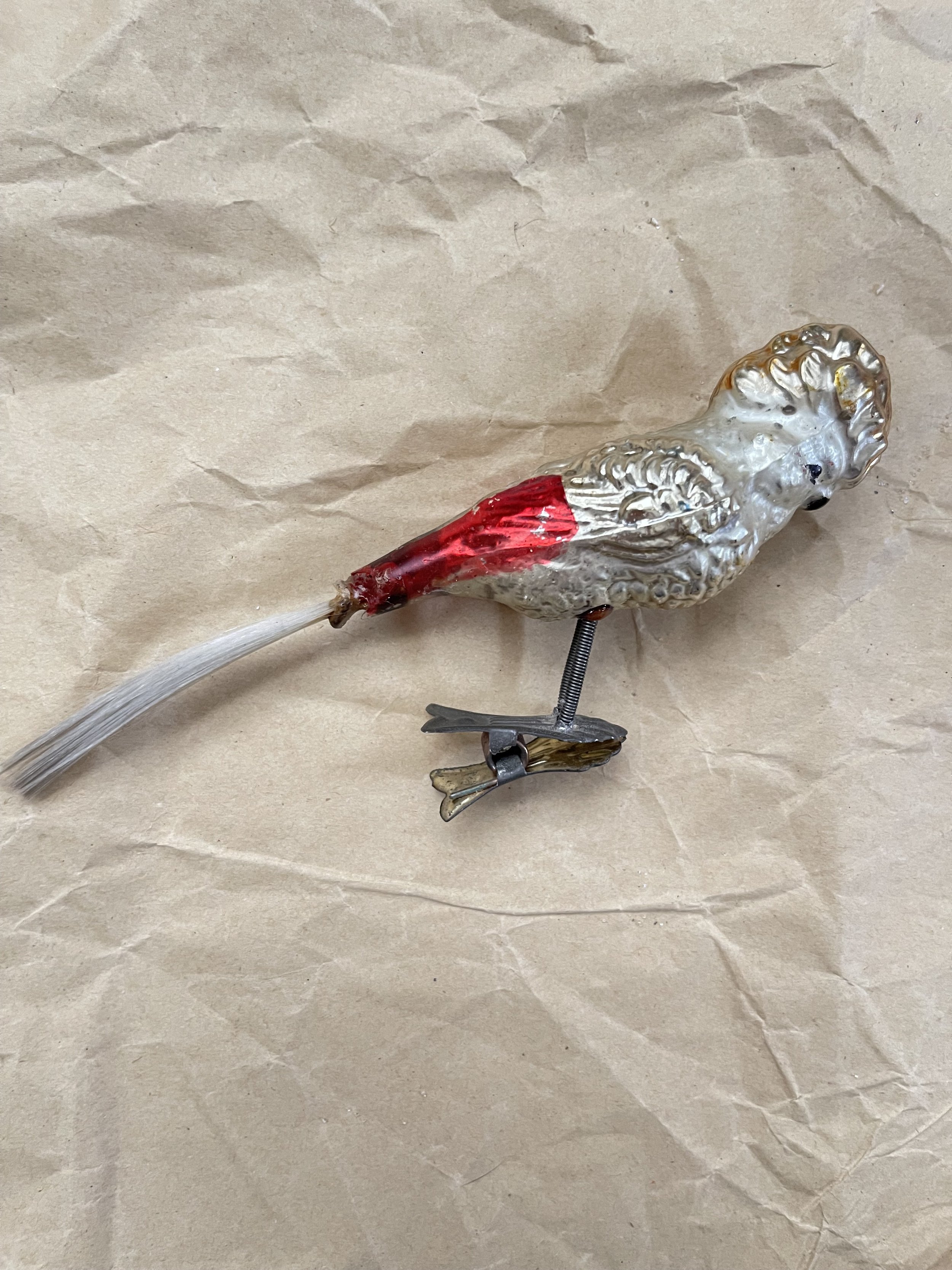 Antique Glass Clip-On Bird Christmas Ornament