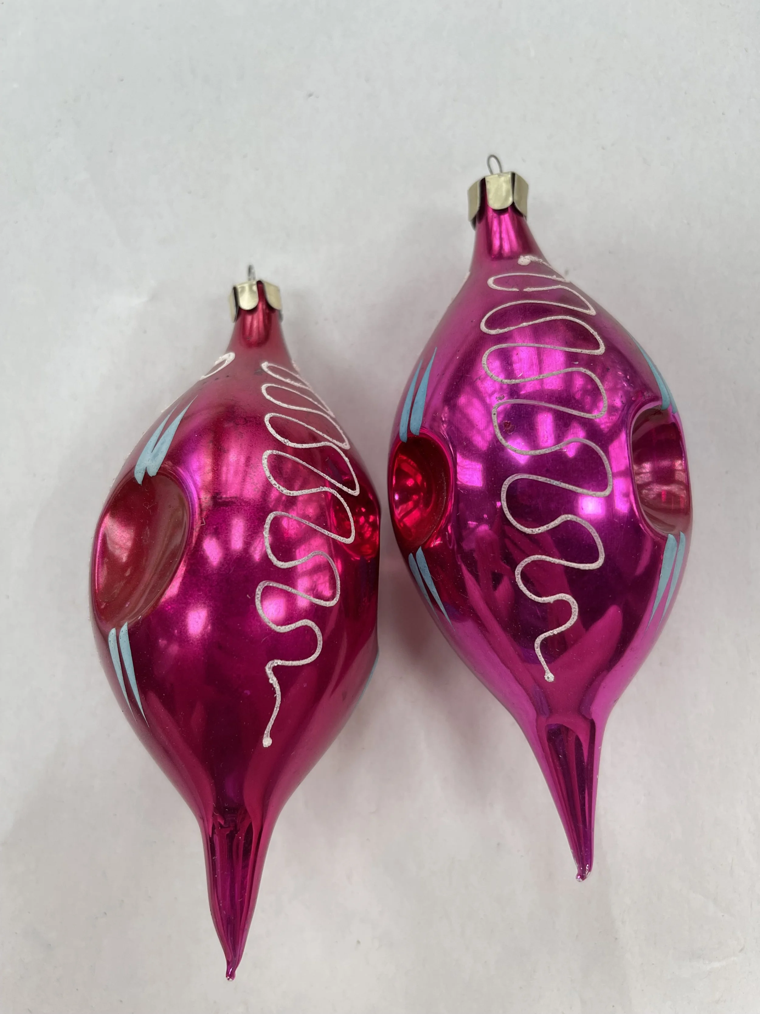 Two USSR Drop Ornaments With Thumbprints