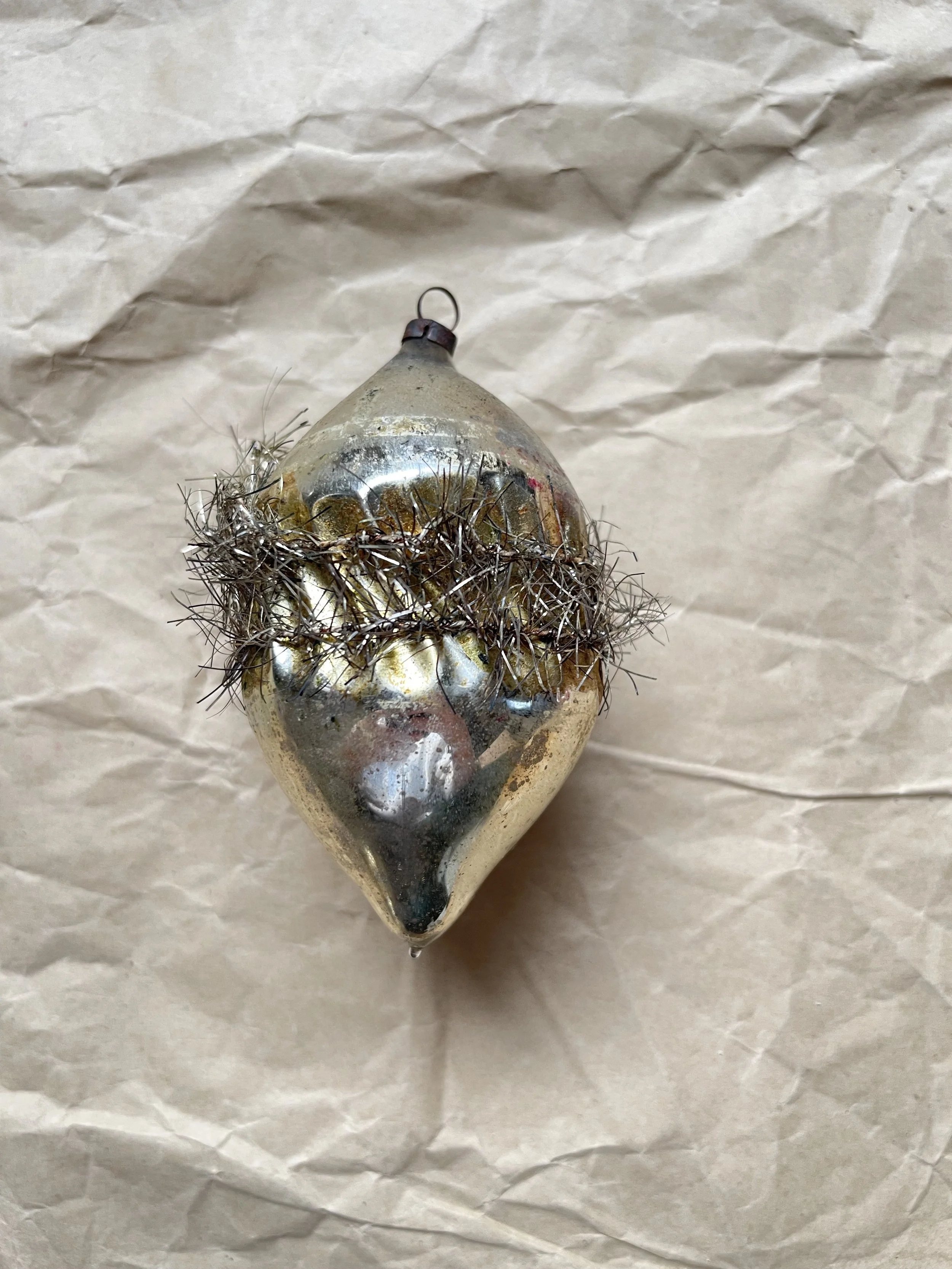 Antique Tinsel-Wrapped Ornament
