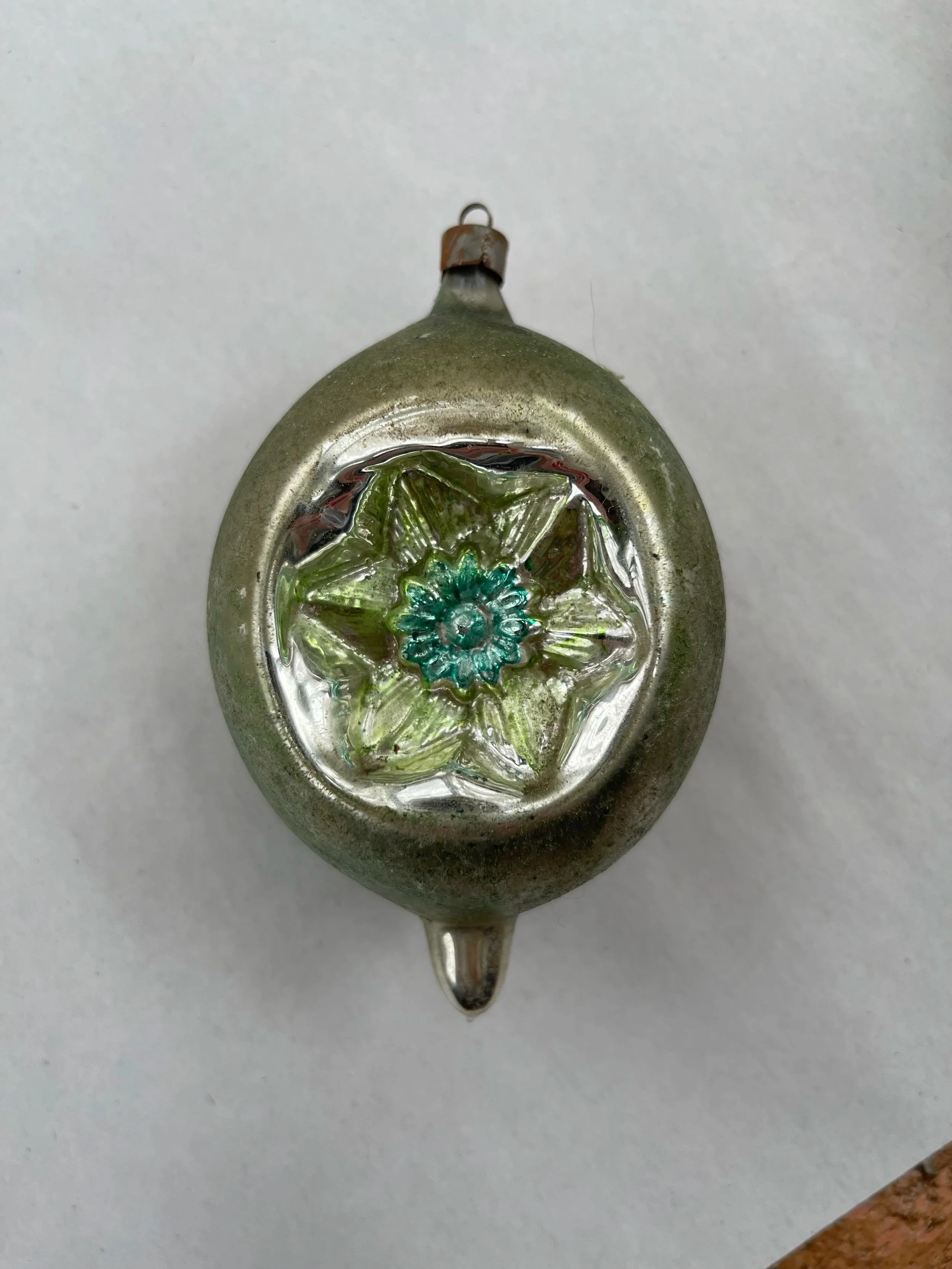 German Double-Sided Indent Glass Ornament