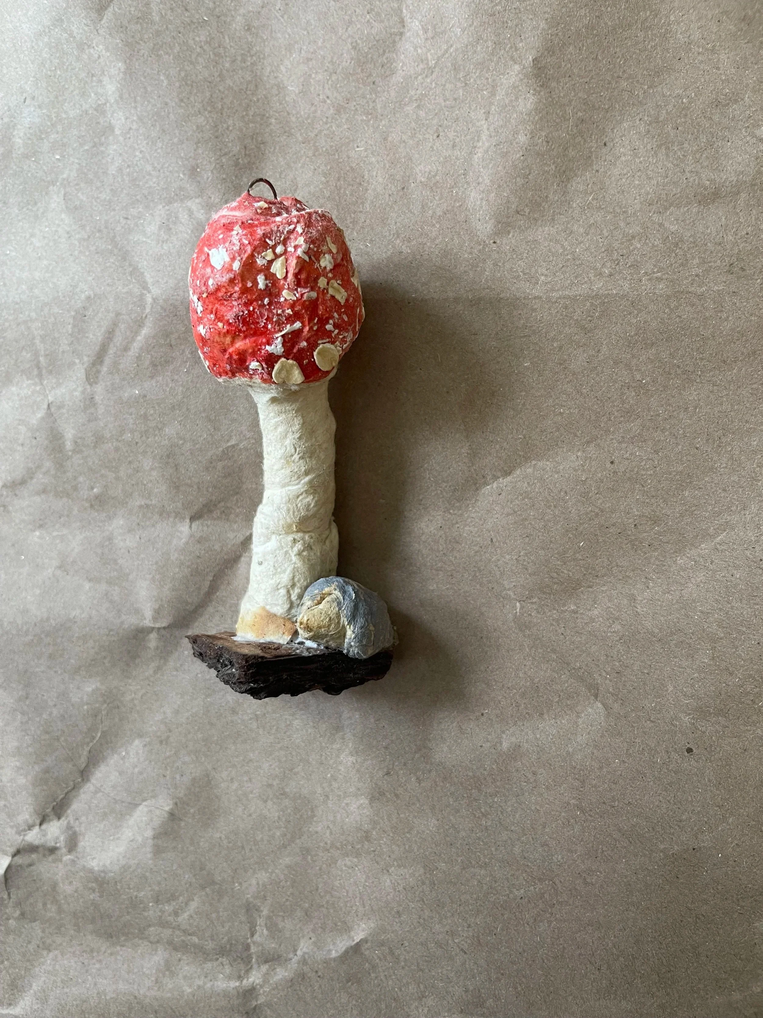 Russian spun-cotton mushroom ornament.