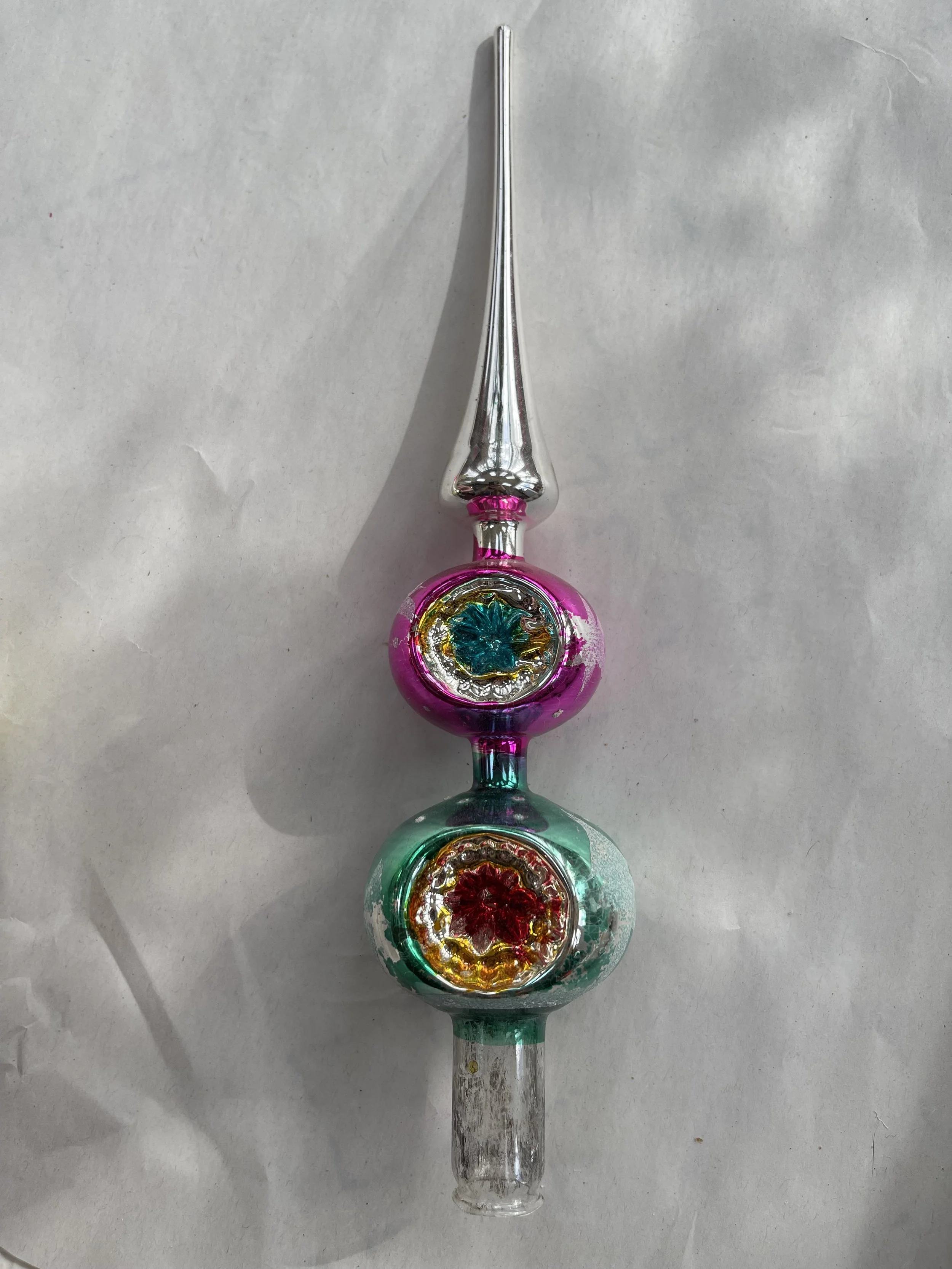 Jewel-Toned Double Reflector Glass Tree Topper