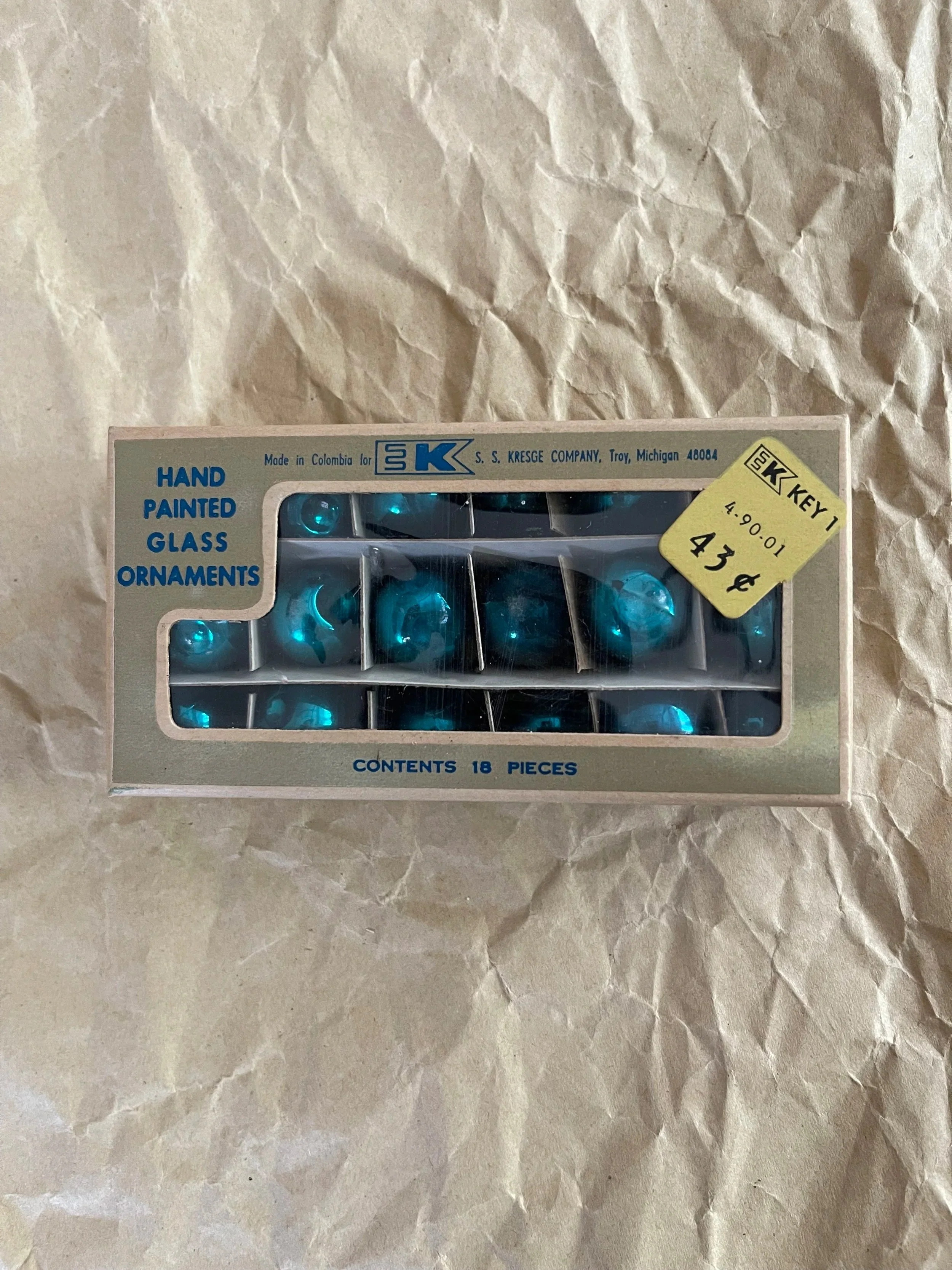 Box of Blue Feather Ornaments- NOS.