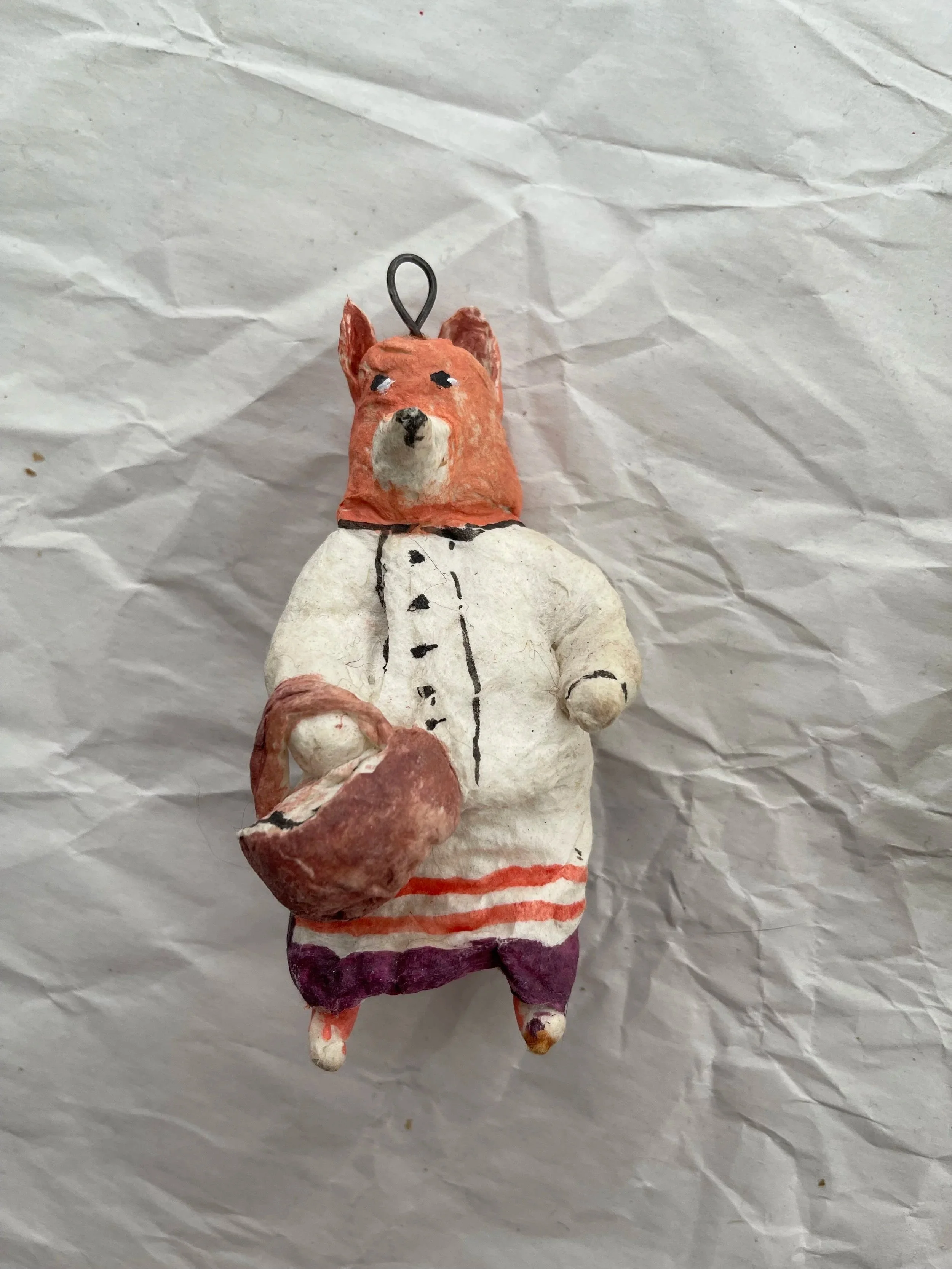 Spun Cotton Fox Ornament.