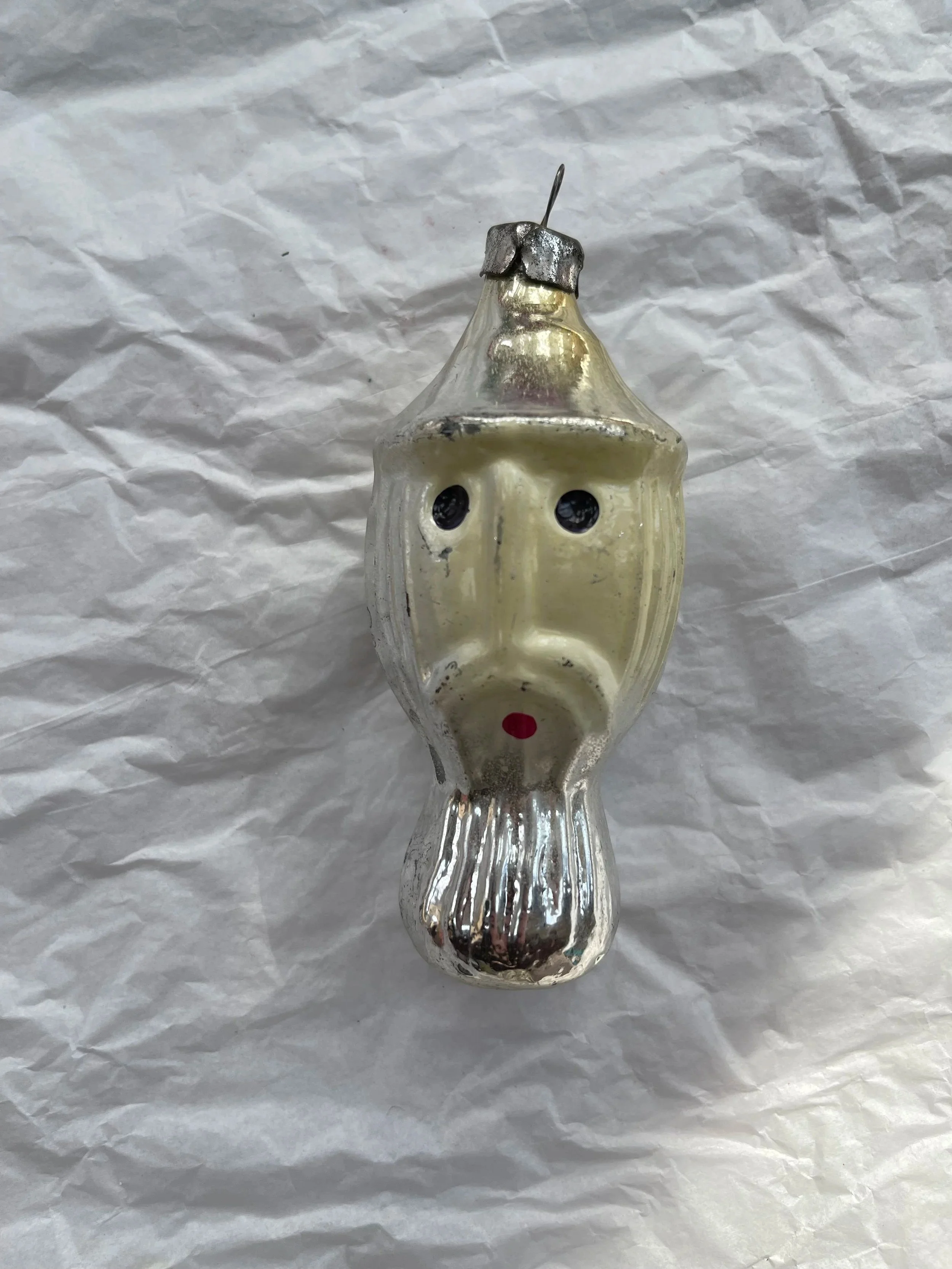 Vintage USSR Figural Man Glass Ornament.