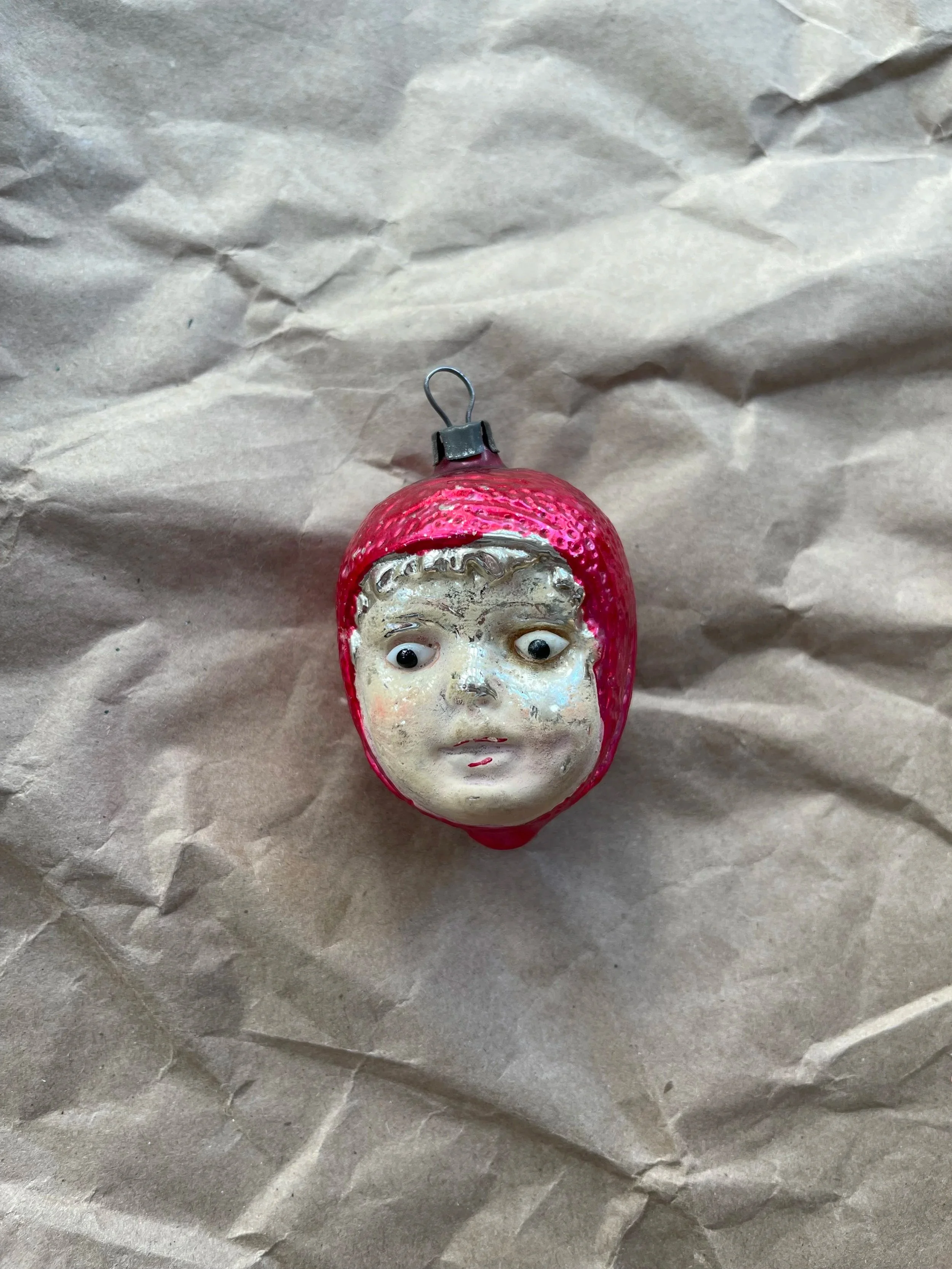 German Red Riding Hood glass Christmas ornament.
