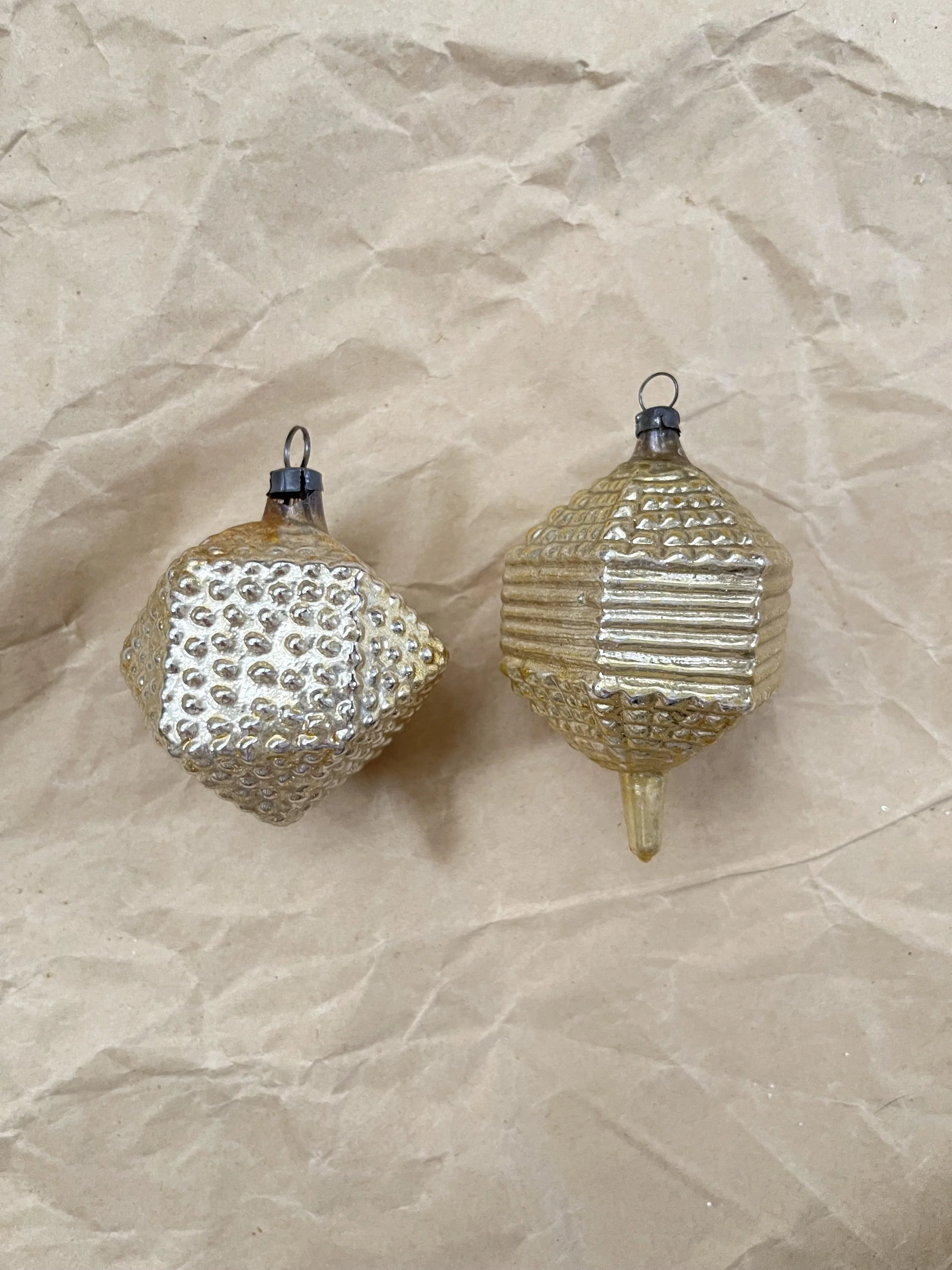 Pair of Antique Feather Tree Ornaments