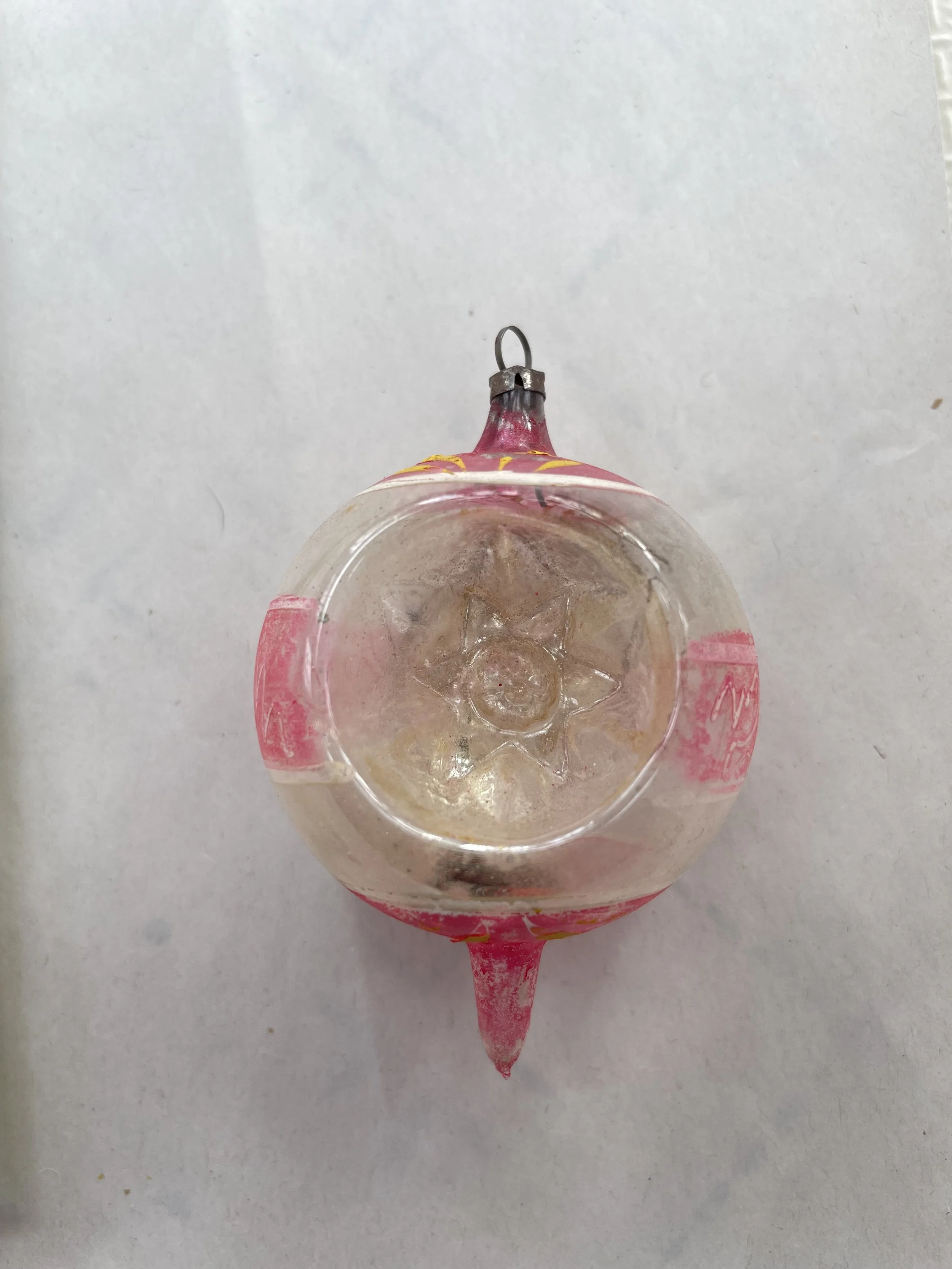 Antique German Double Indent Glass Ornament with Point