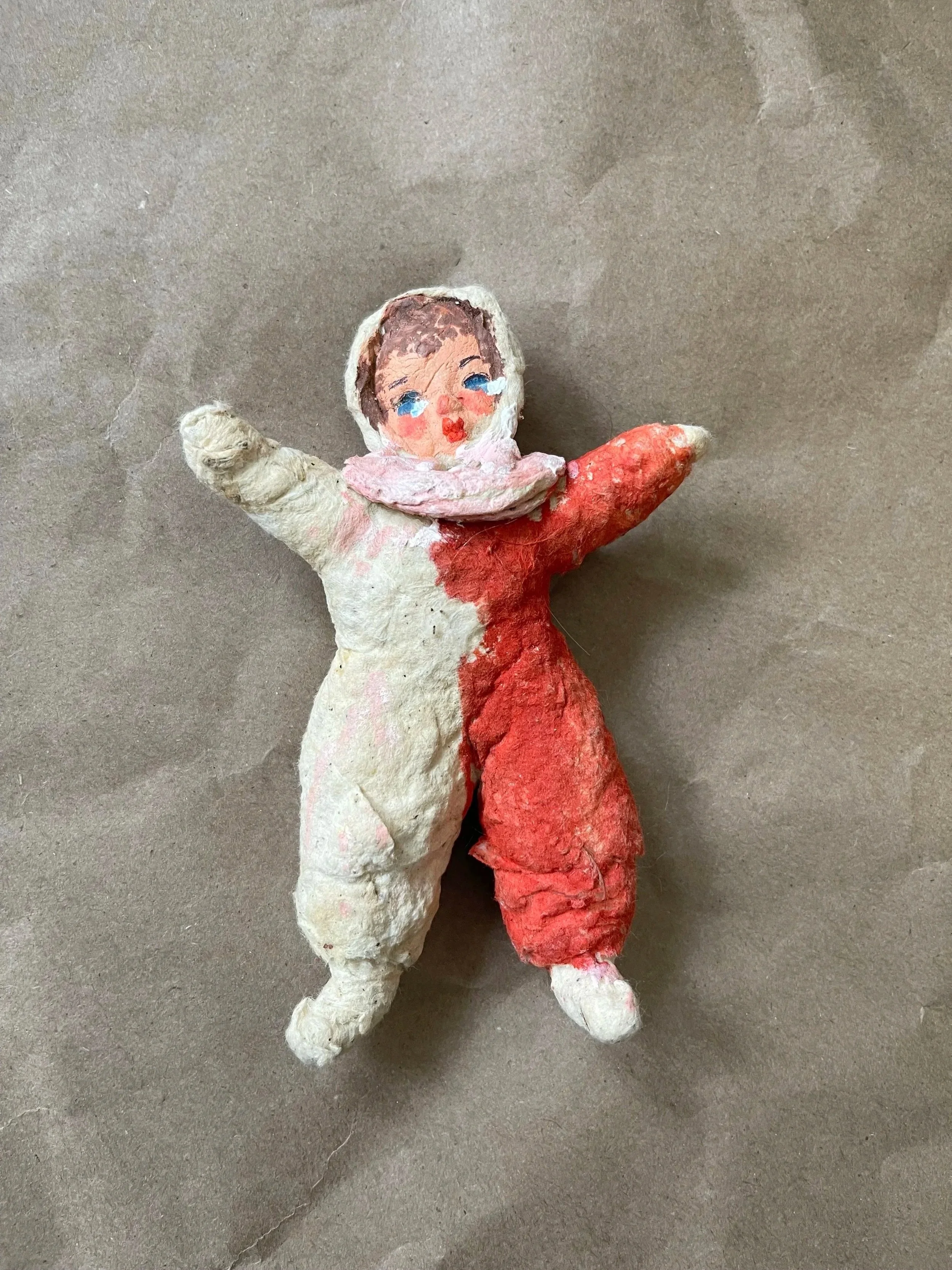 Russian spun-cotton harlequin ornament.