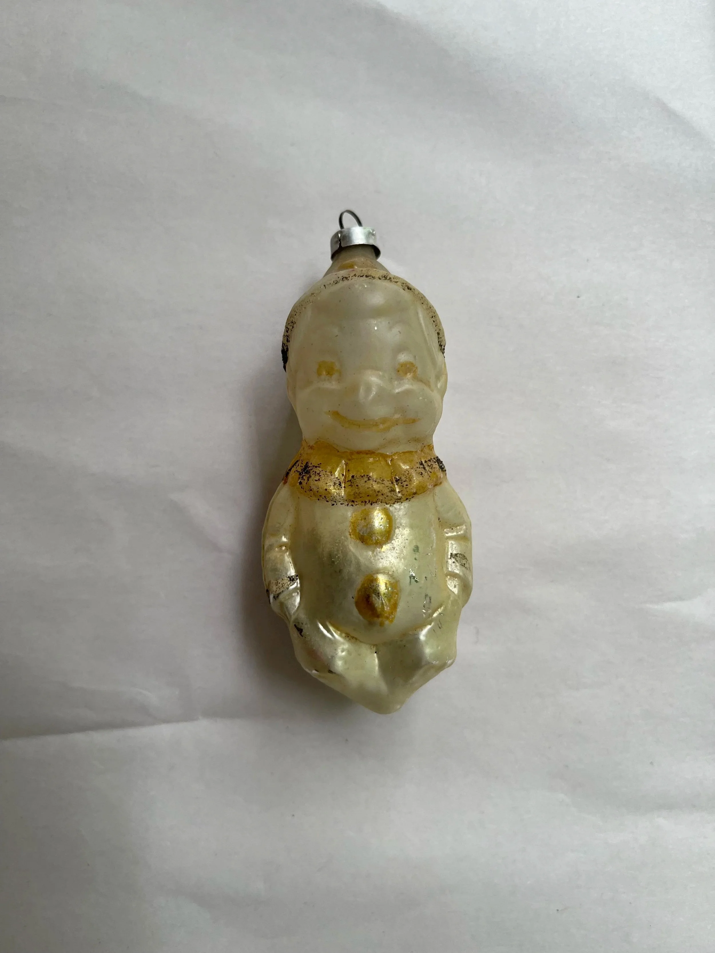 Vintage Figural Glass Clown Christmas Ornament.