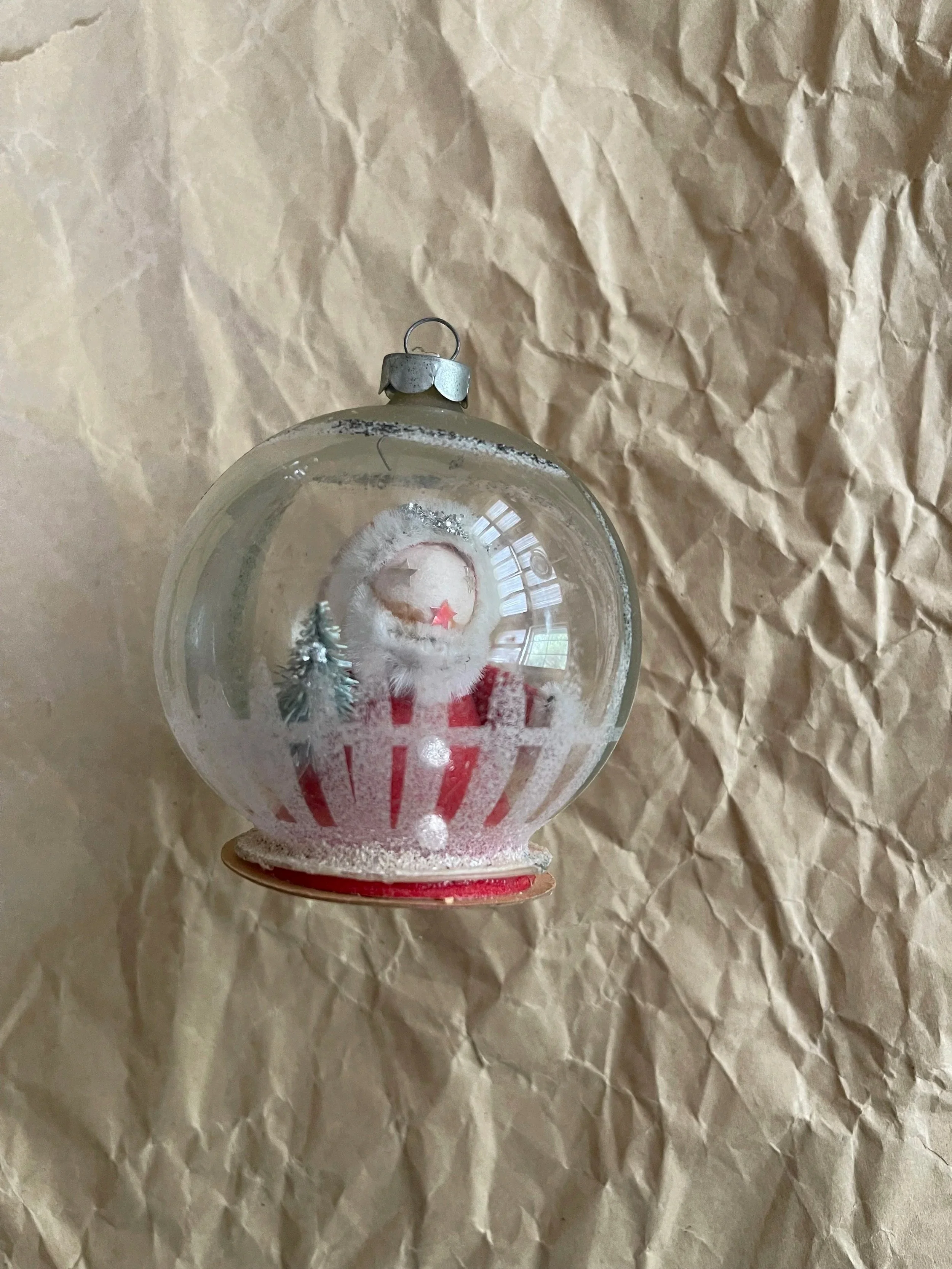 Vintage Diorama or Snow Globe Ornament with Mica.