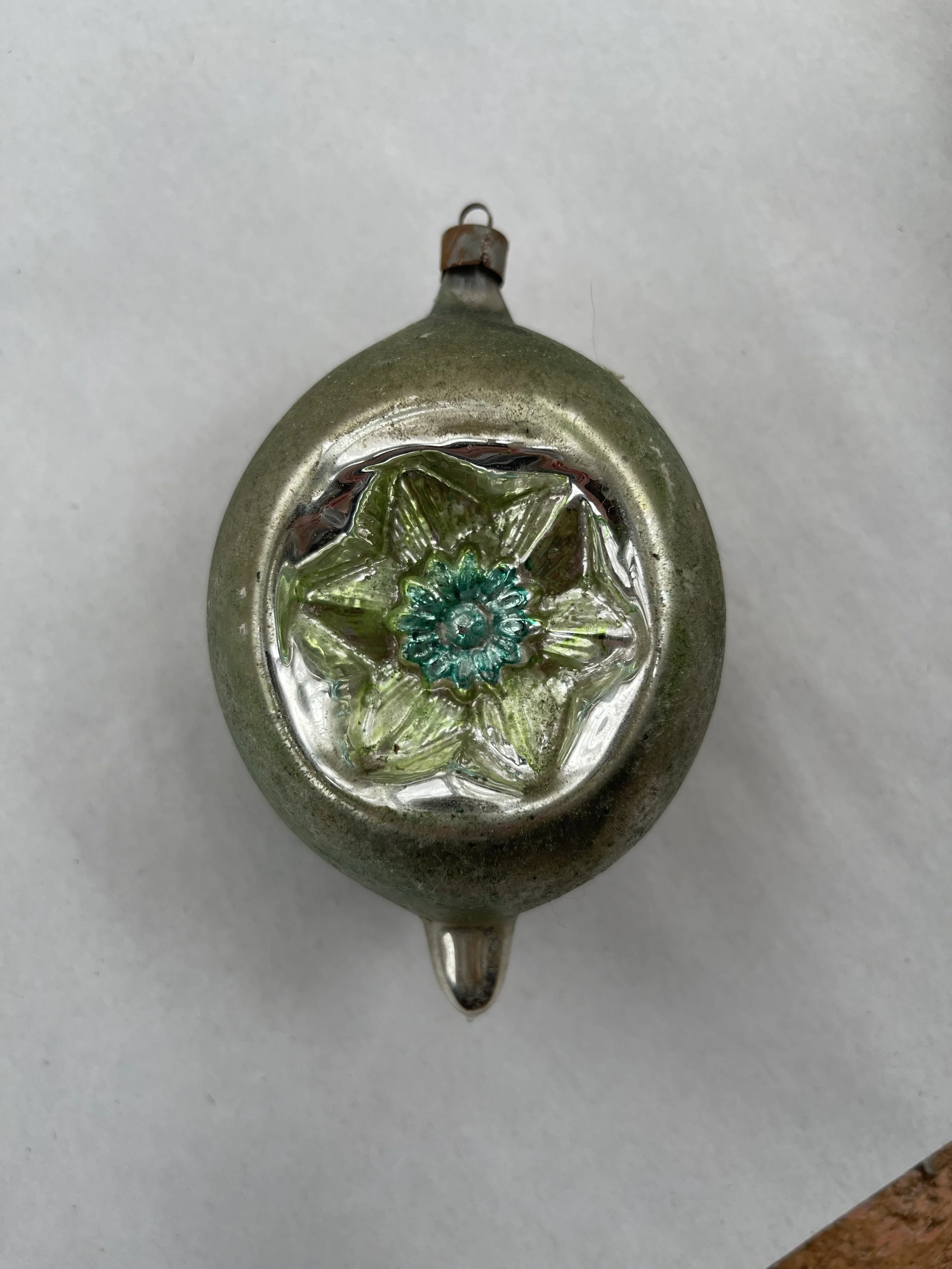 German Double-Sided Indent Glass Ornament