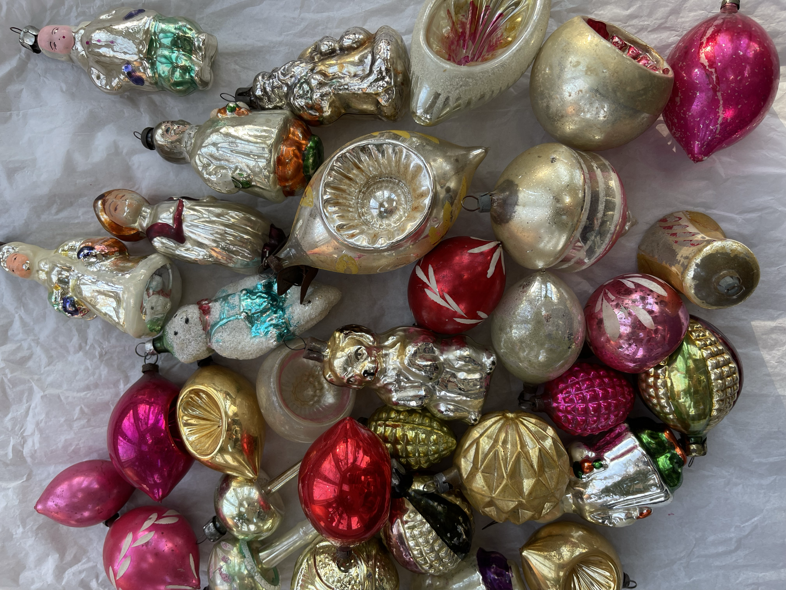 Vintage and antique USSR and German Christmas ornaments
