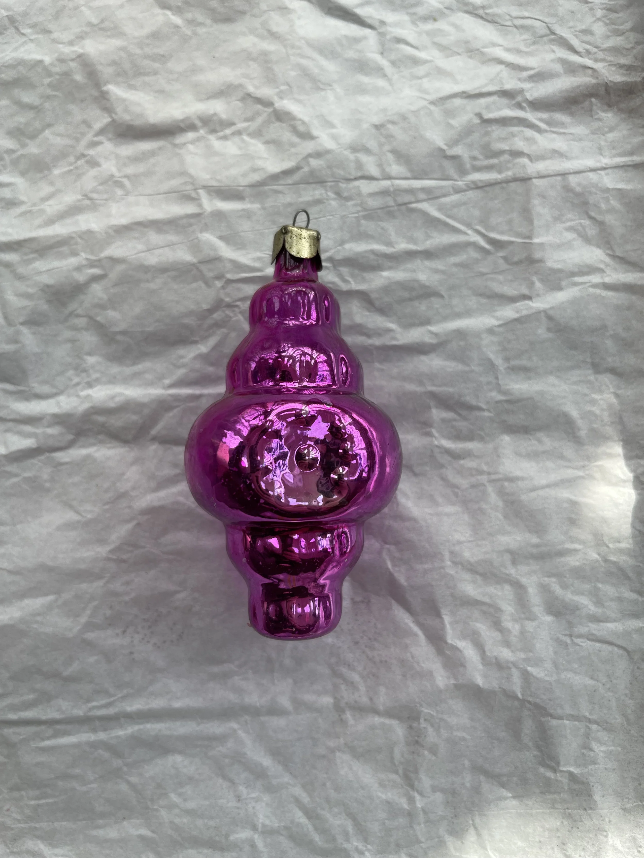 Vintage USSR Pink Figural Glass Ornament
