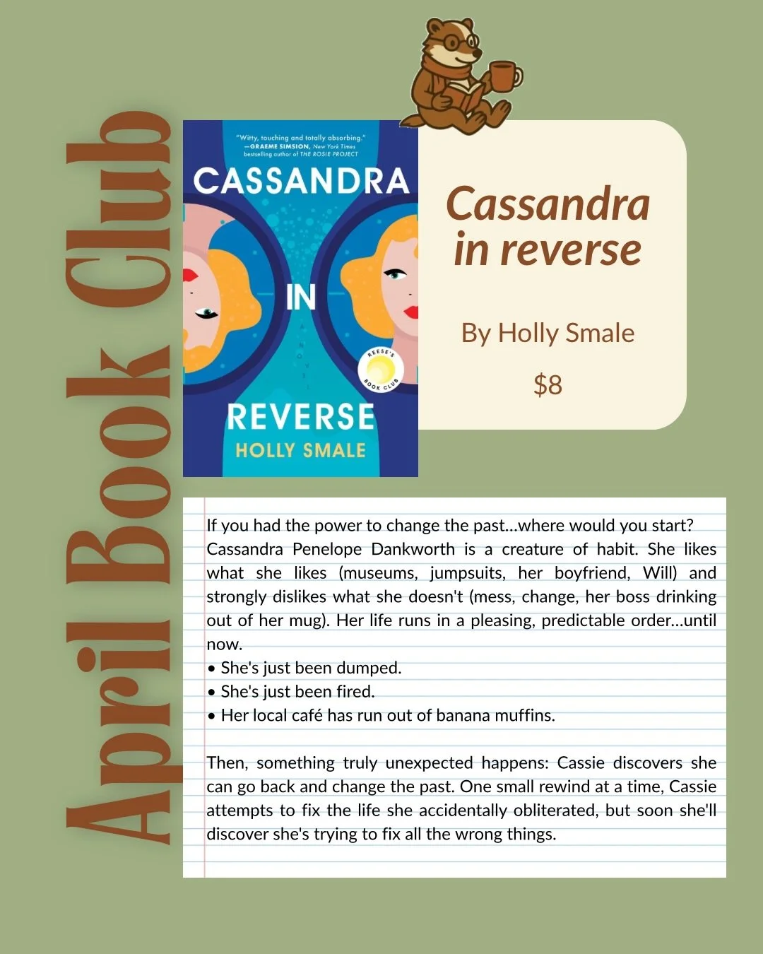 April's Book Club is here!! These are in store for only $8 and there is a limited amount so grab yours soon! We will be discussing on May 2nd at 9am, see you there!