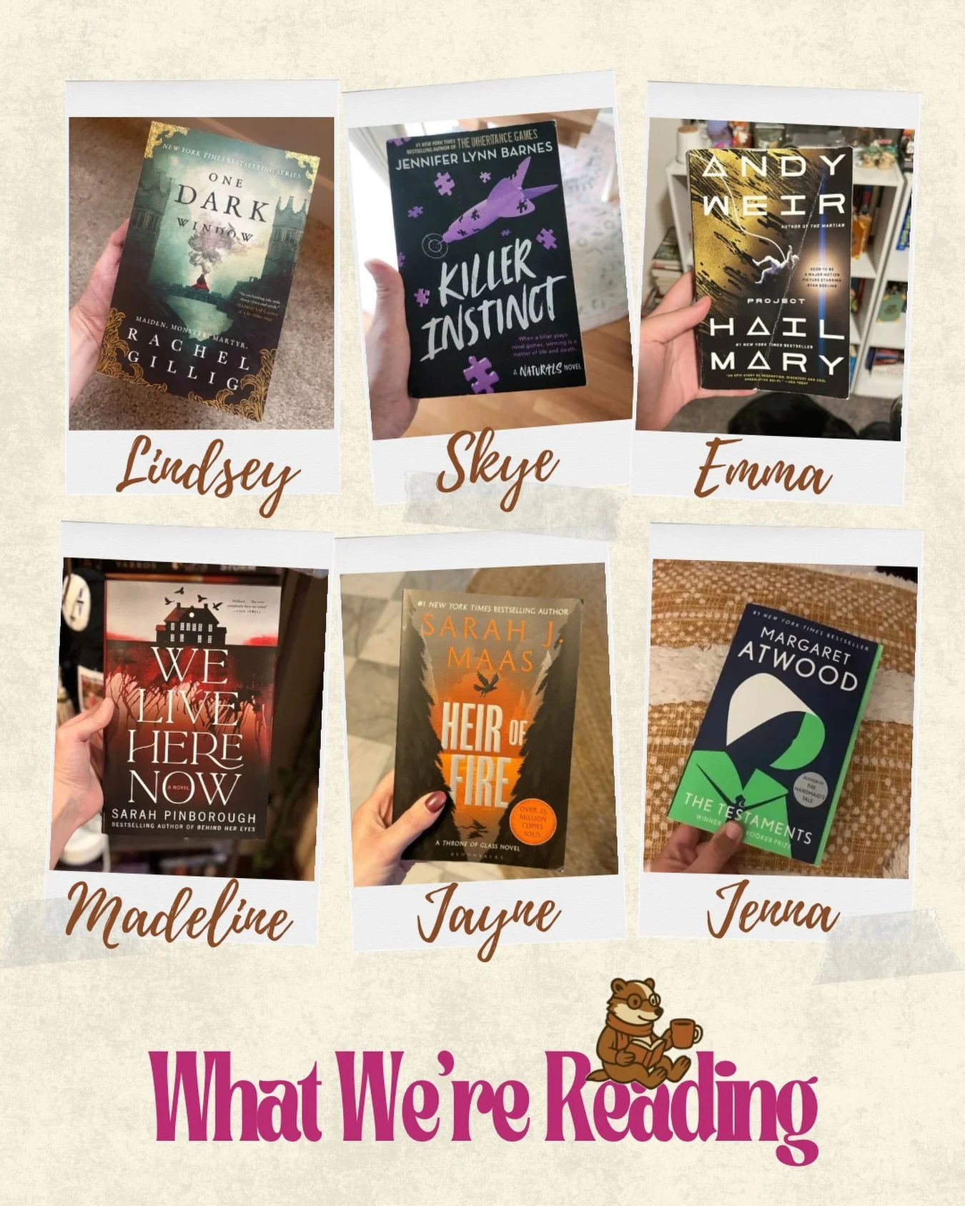 Here&rsquo;s what your Booklegger team is currently reading! 

Any of these on your list? Or what are YOU reading right now? We&rsquo;re always looking for new recommendations 👀