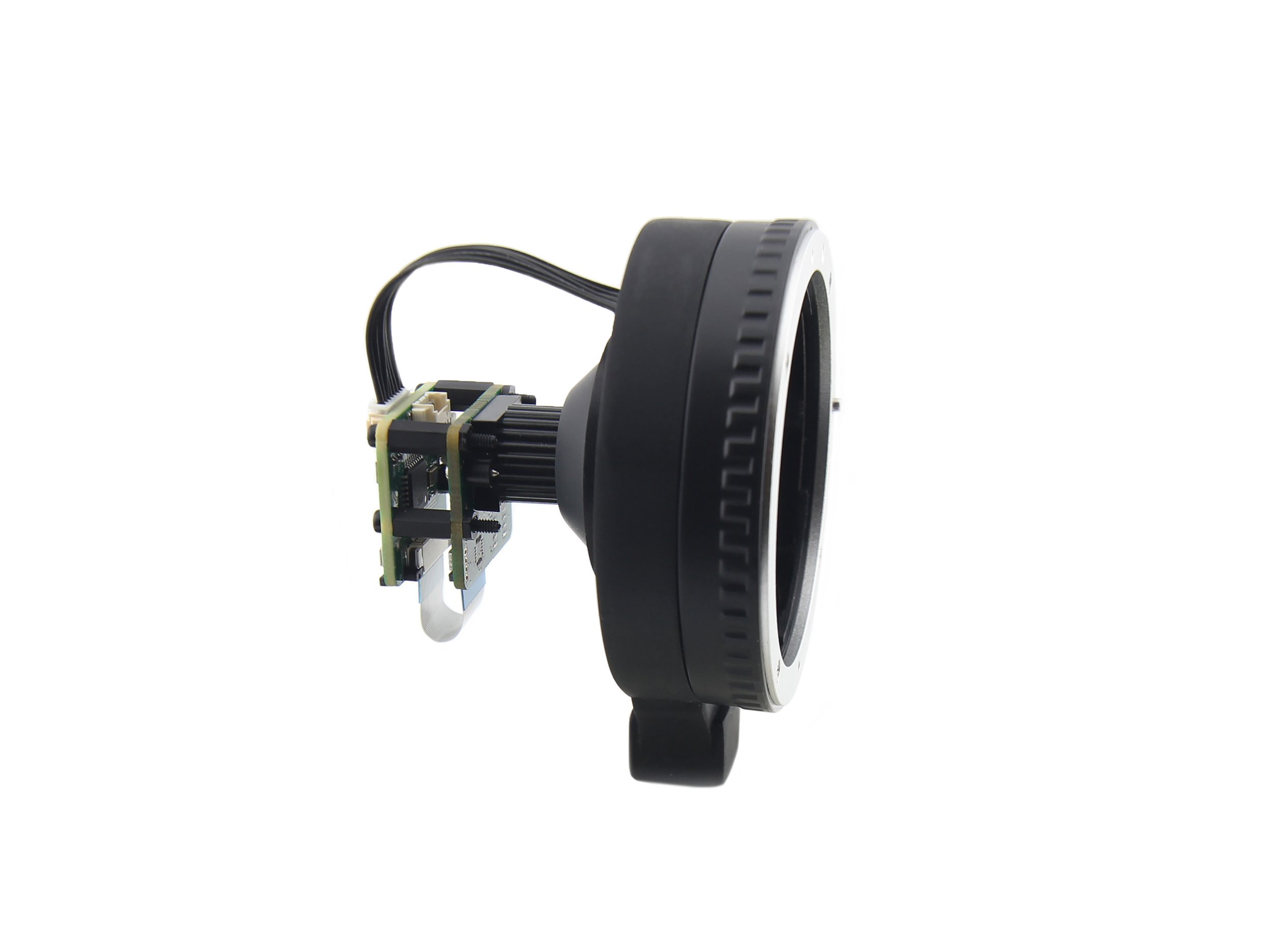 Assembly of Canon EF / EF-S Lens Adapter, Arducam IMX708 Camera Module and the Lens Controller, right side