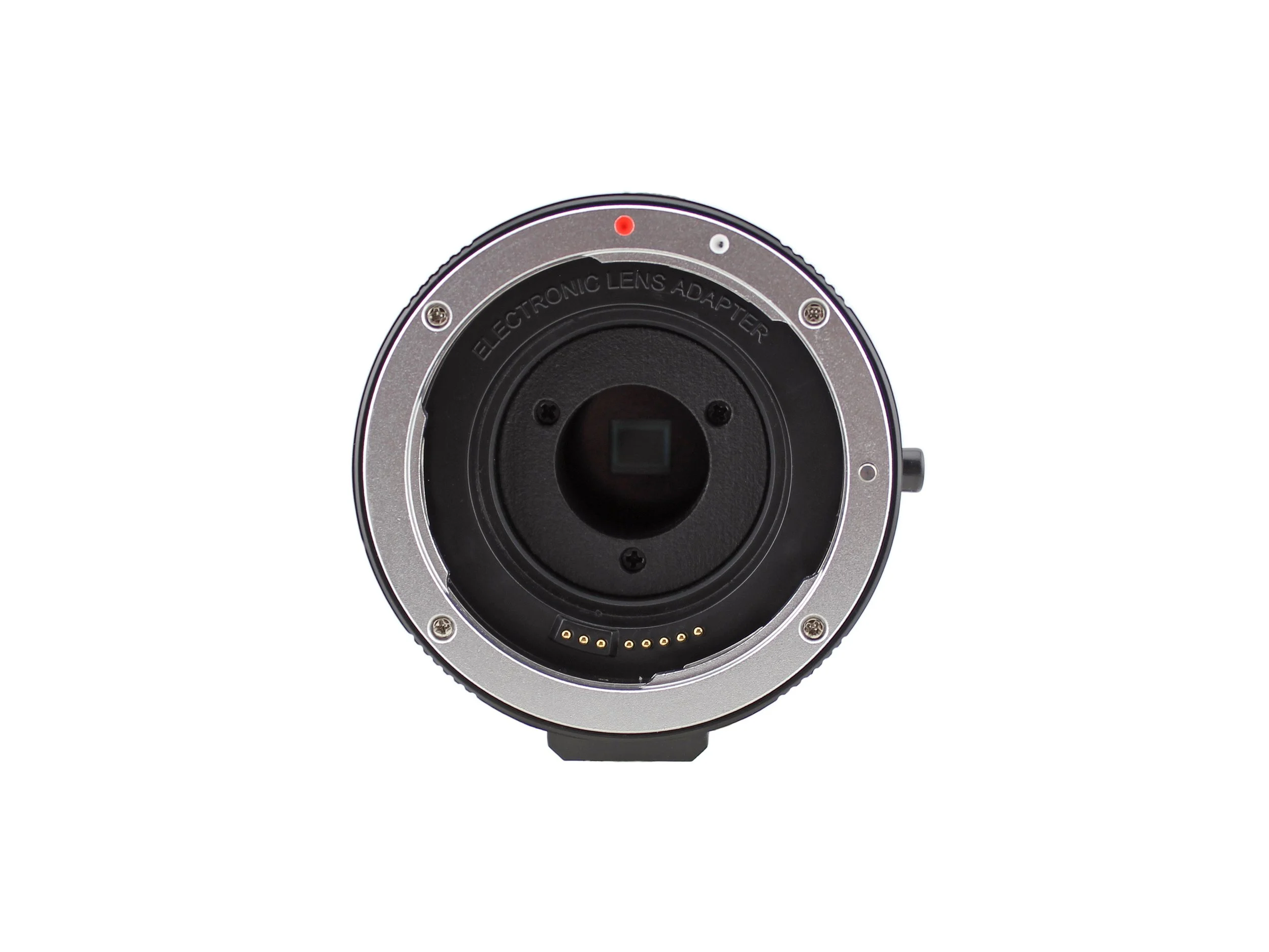 Assembly of Canon EF / EF-S Lens  Adapter with Built-in Tripod Mount, Raspberry Pi  High-Quality Camera and the Lens Controller, front side