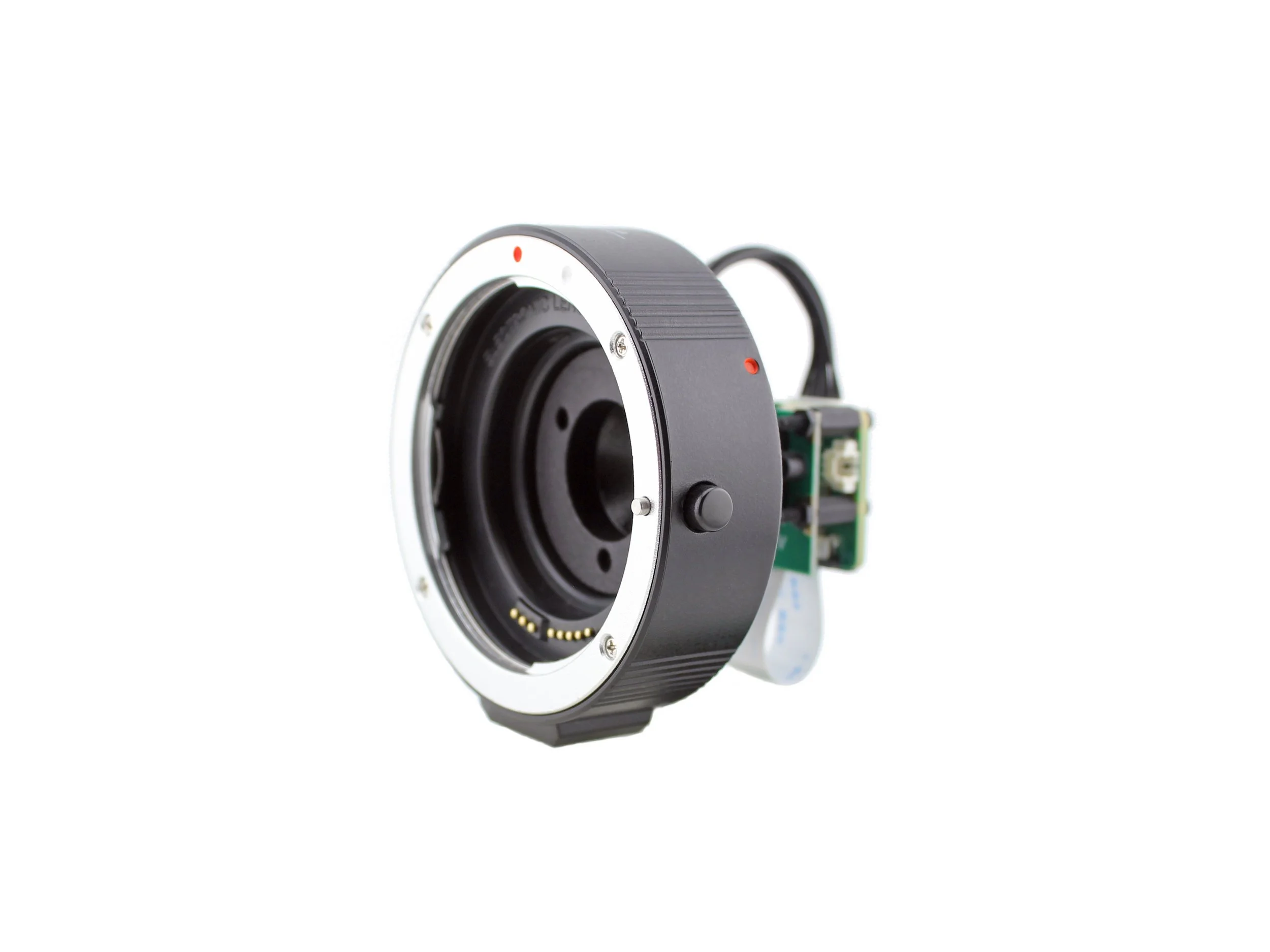 Assembly of Canon EF / EF-S Lens Adapter, Arducam IMX708 Camera Module and the Lens Controller, left side