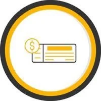 Icon of a dollar bill and check with a gold dollar sign
