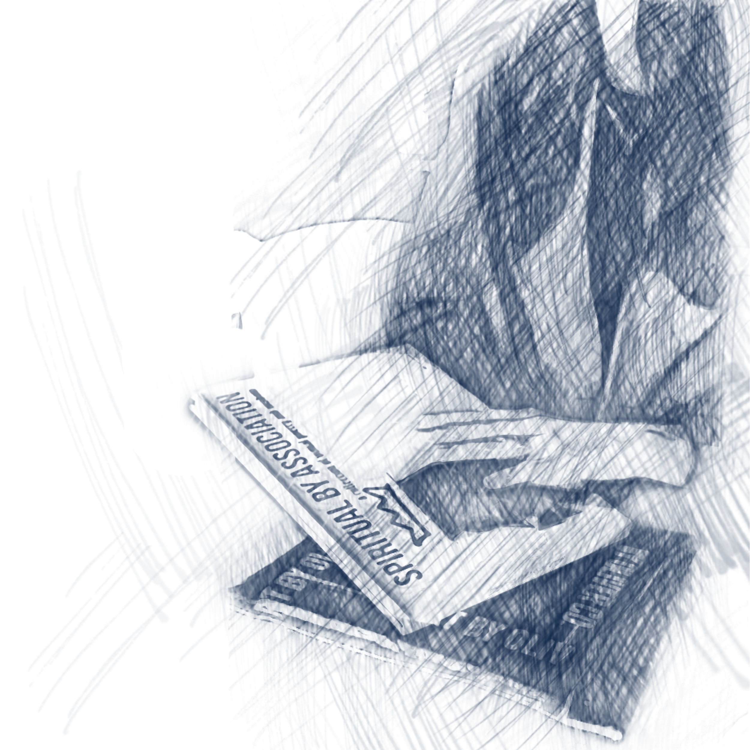 Person holding a box of superglue, viewed with a stylized, sketch-like effect.