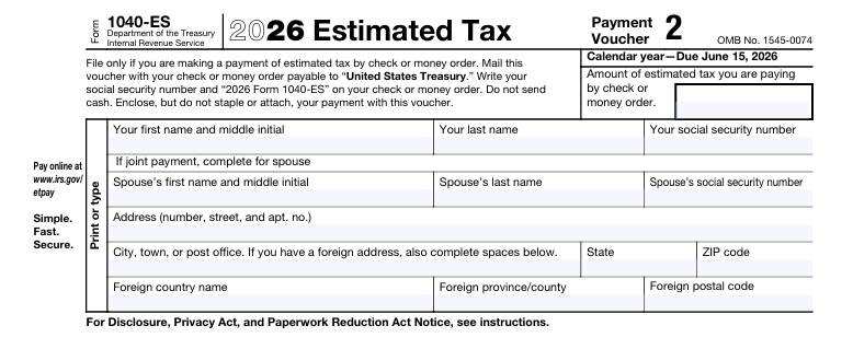 Reminder: 2nd Quarter 2026 Estimated Tax Payments Due Soon