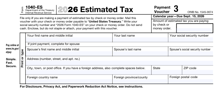 Reminder: 3rd Quarter Estimated Tax Payments Due 9/15/26