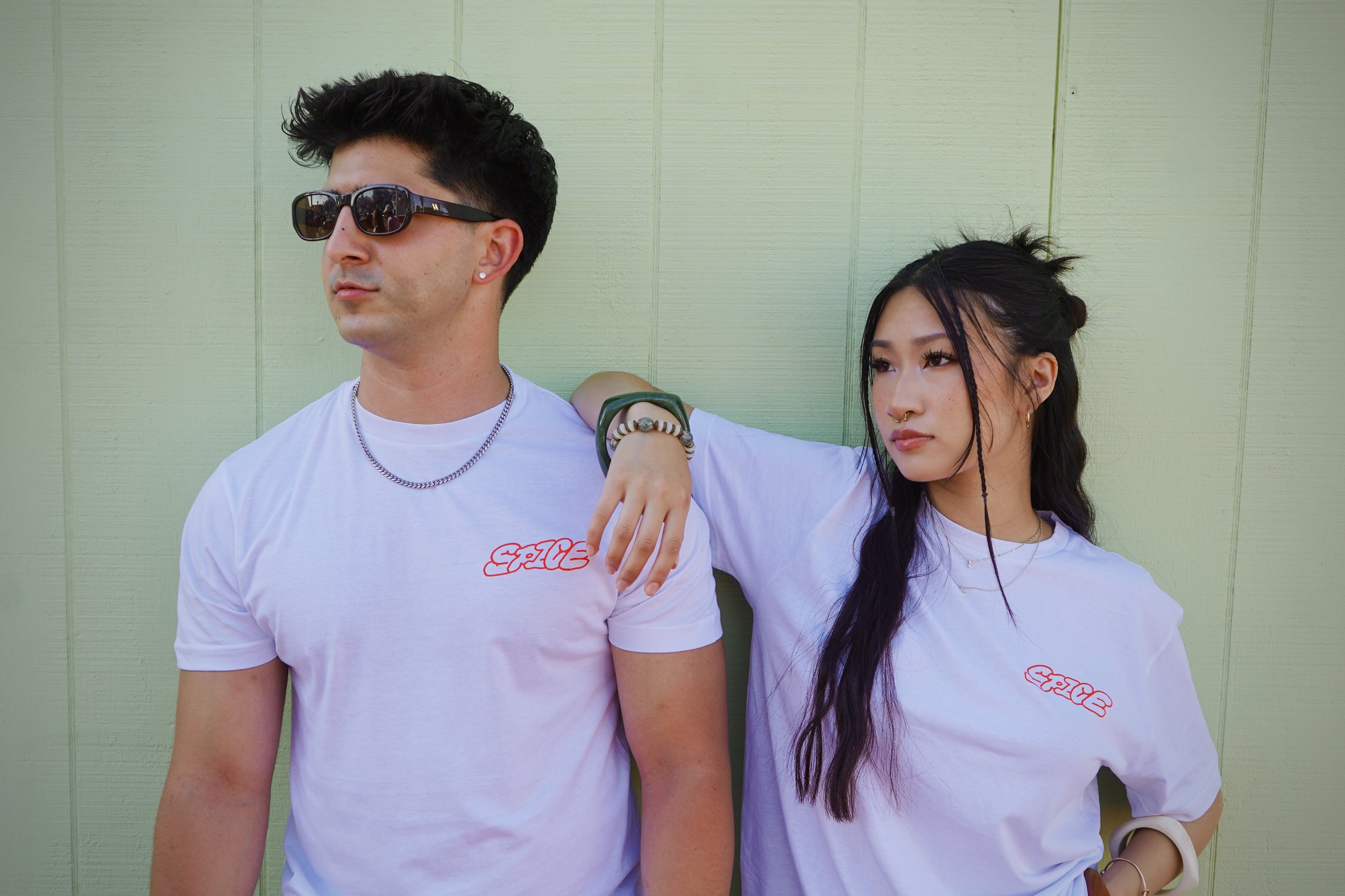 SPICE Tee — White / Burnt Orange