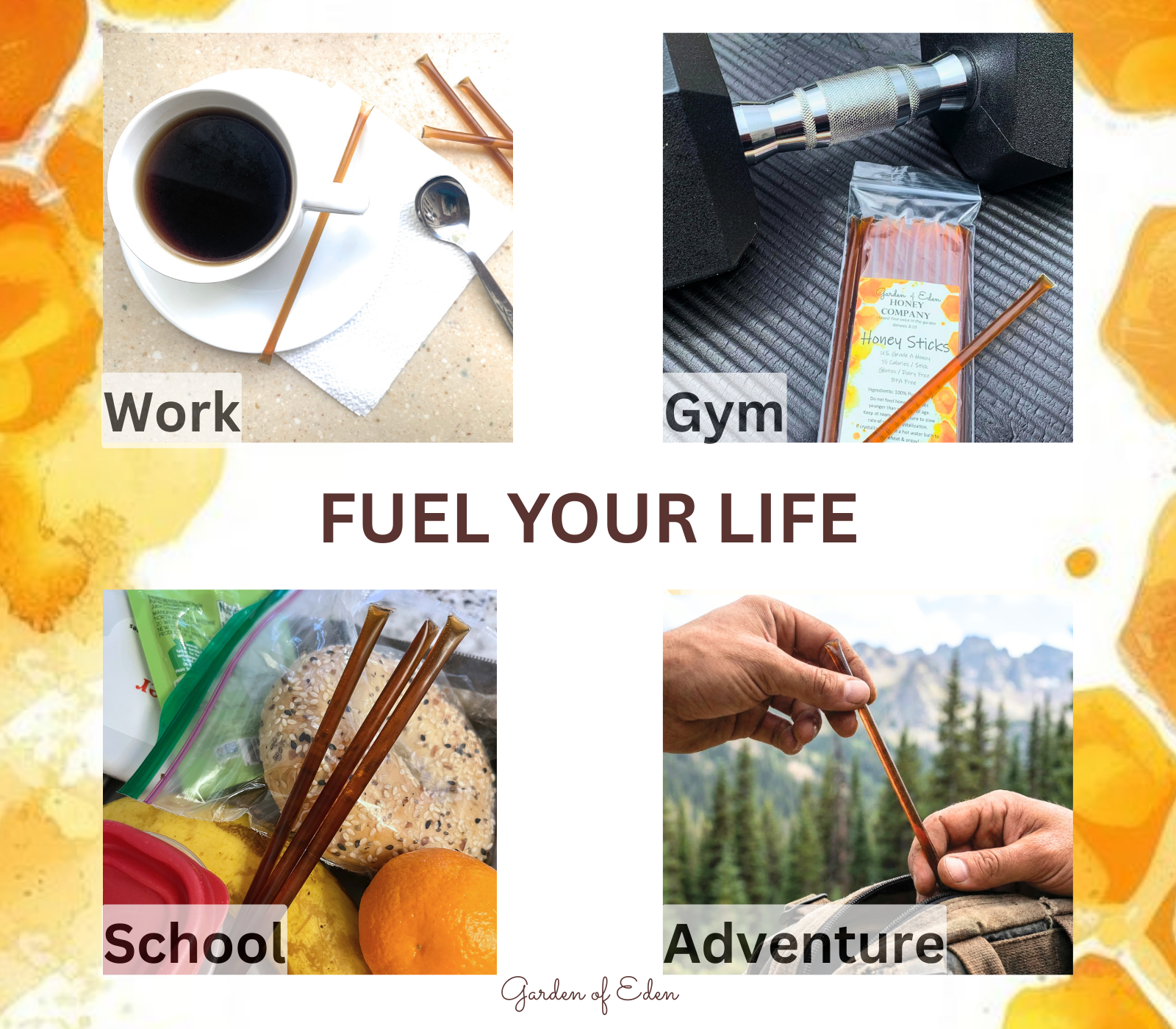 On the Go Easy to Pack Honey Healthy Sweet Treat Sweetener Gym Athlete Energy Snack Lunch Box Food.png