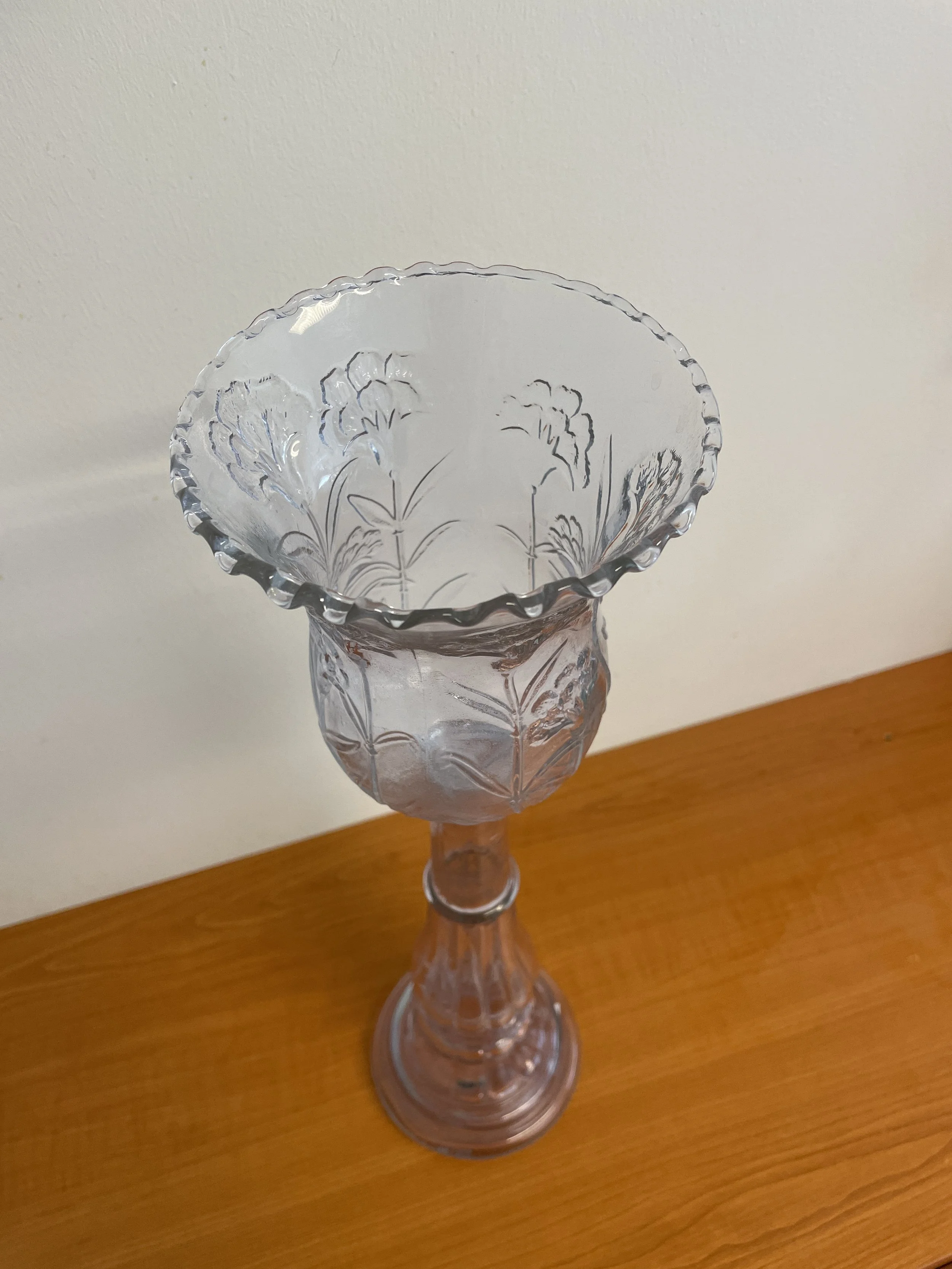 Vintage-lasikynttilänjalka / hurrikaani (45 cm)