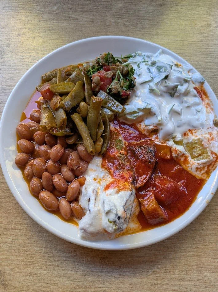 Mezze - a tradition in Turkish cuisine; you basically select as many things from the case as they can jam onto a single plate. This was our first stop on our food tour and our guide did the ordering and explained how it worked. I couldn't begin to sa