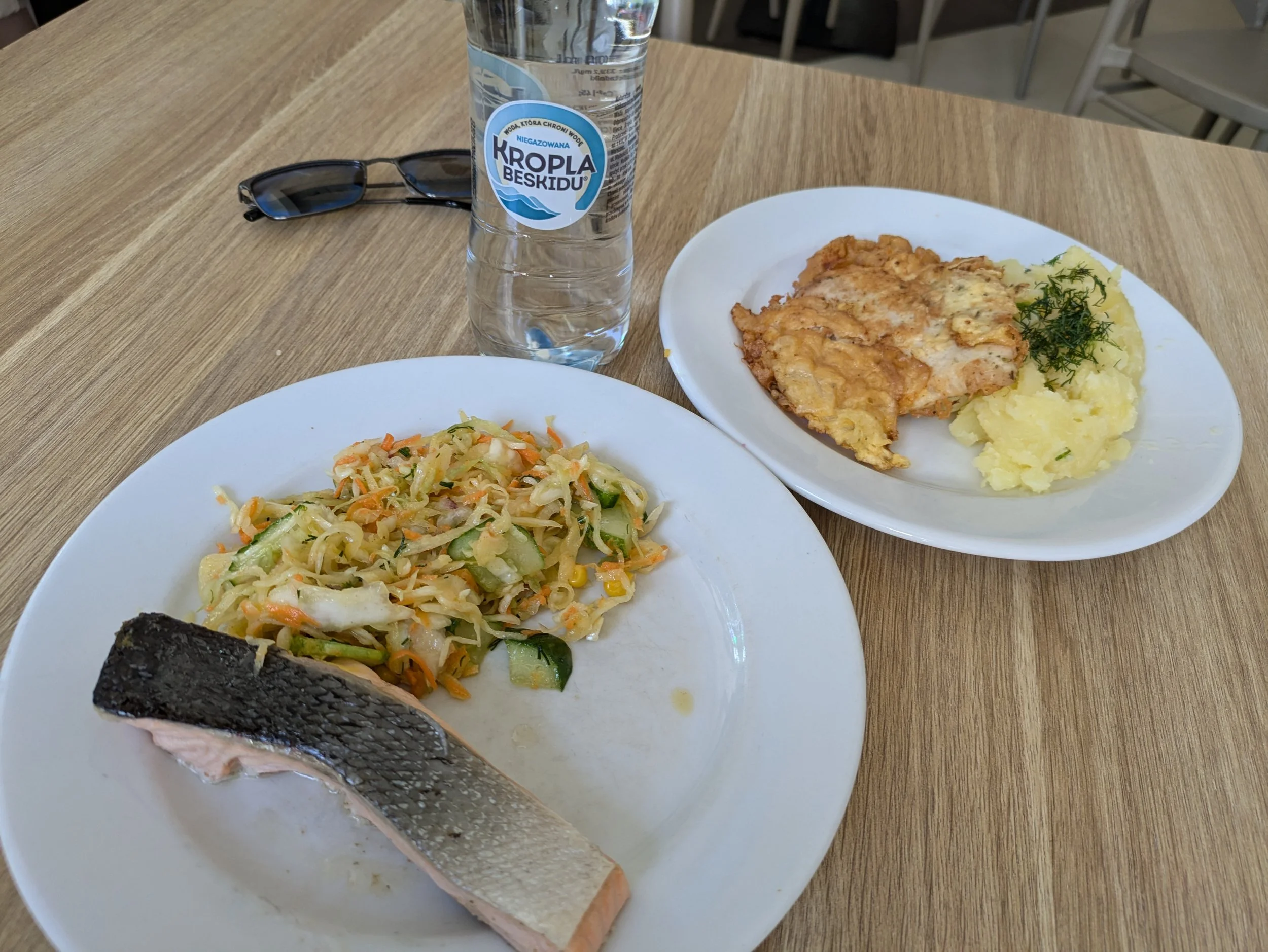 This is a meal from a "Milk Bar". It was actually pretty good! Milk Bars are restaurants that were developed during the communist era where locals could get a good basic home cooked meal very cheap. Think of it as the K&W Cafeteria of Poland! They a