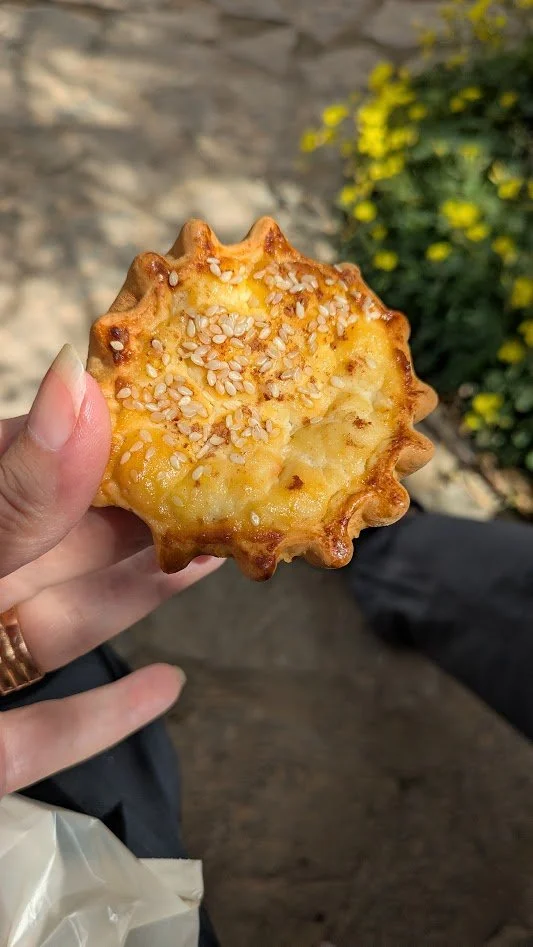Cretan Kalitsounia - a traditional small handheld pies from Crete, Greece, featuring thin dough stuffed with fresh mizithra cheese and herbs. They were ok... not as good as I thought they would be.