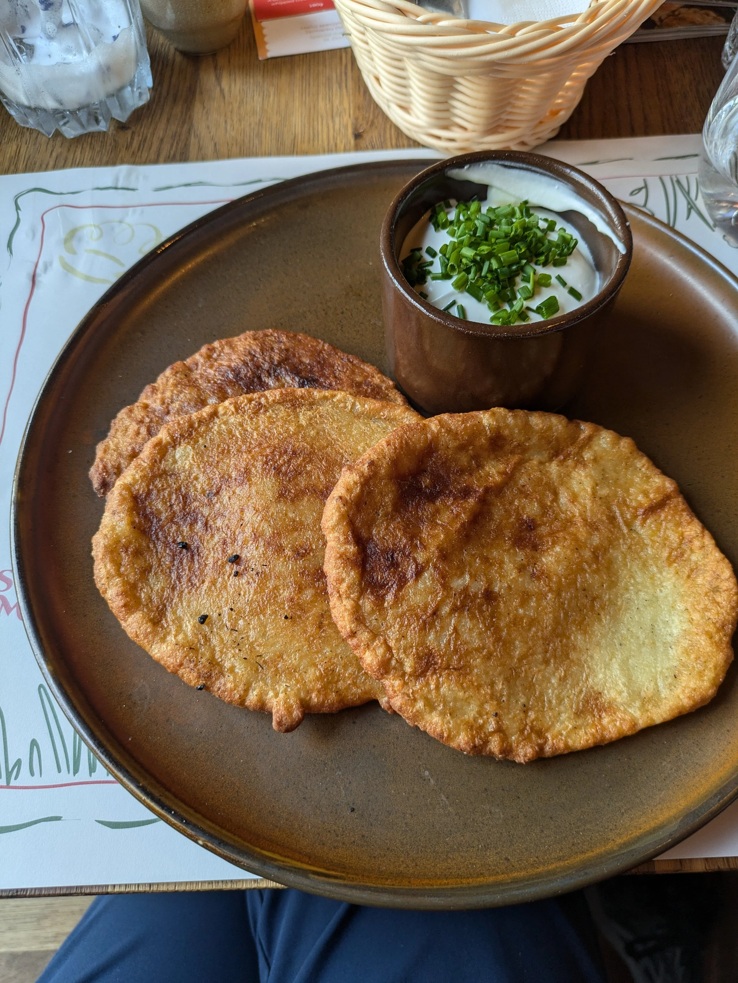 Potato pancakes with sour cream