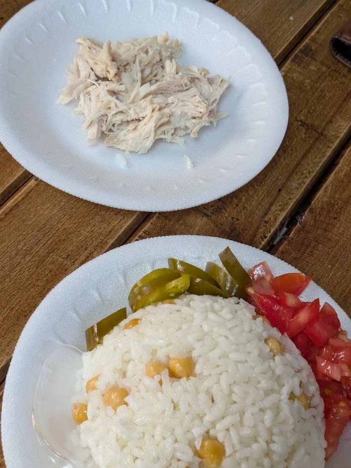 Tavuklu pilav - Supposedly one of Turkey's most loved street foods. It is basically just rice topped with shredded chicken and chickpeas. They would normally mix the chicken in with the rice, but it was kept separate for my benefit. It was ok, but no