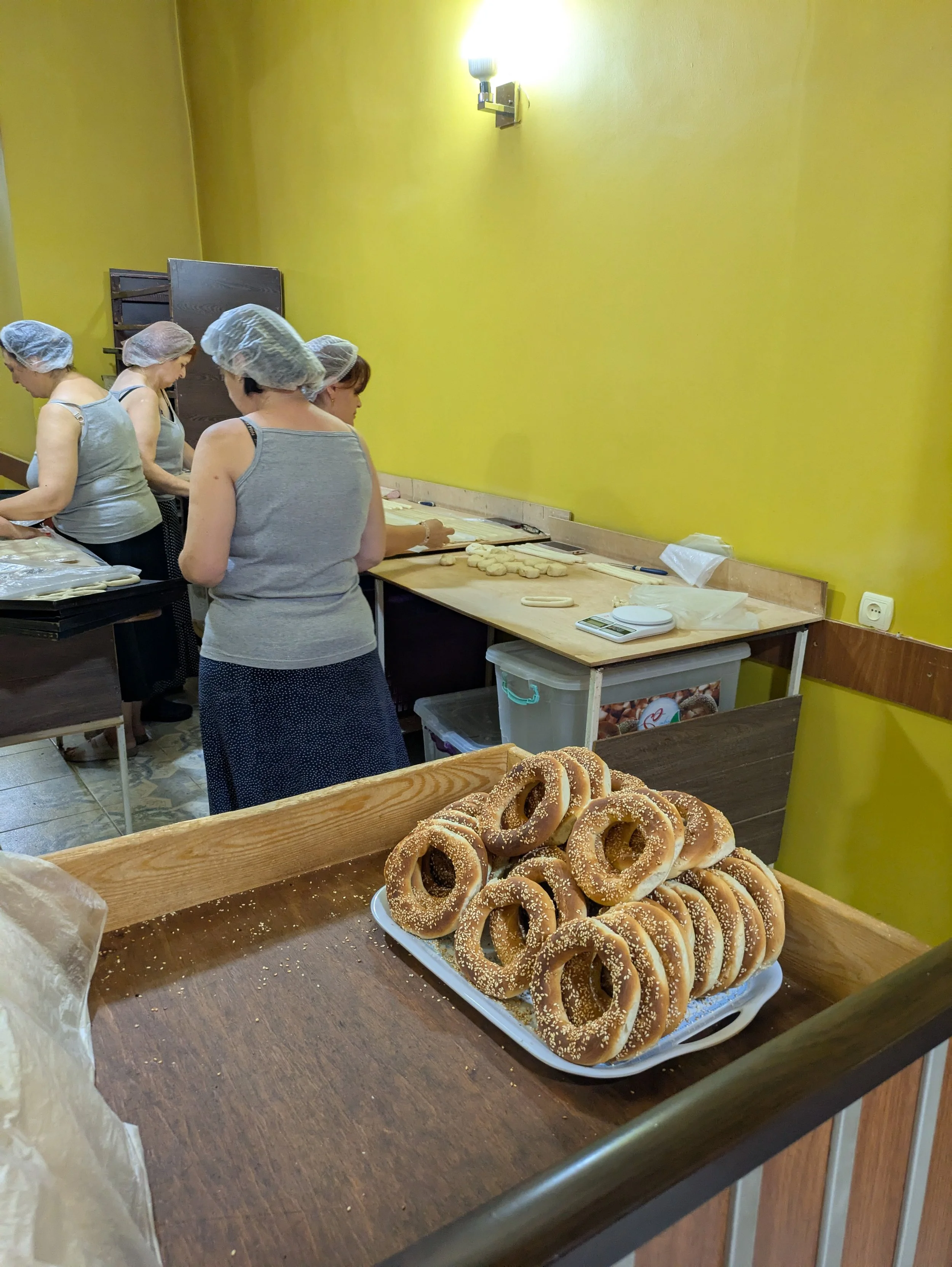 Traditional Georgian Pretzels - We got these on a walking tour, and had to go back the next day for more. It is similar to a soft pretzel but a little smaller and slightly sweet (no salt on it). We purchased in this tiny little shop where it is all t