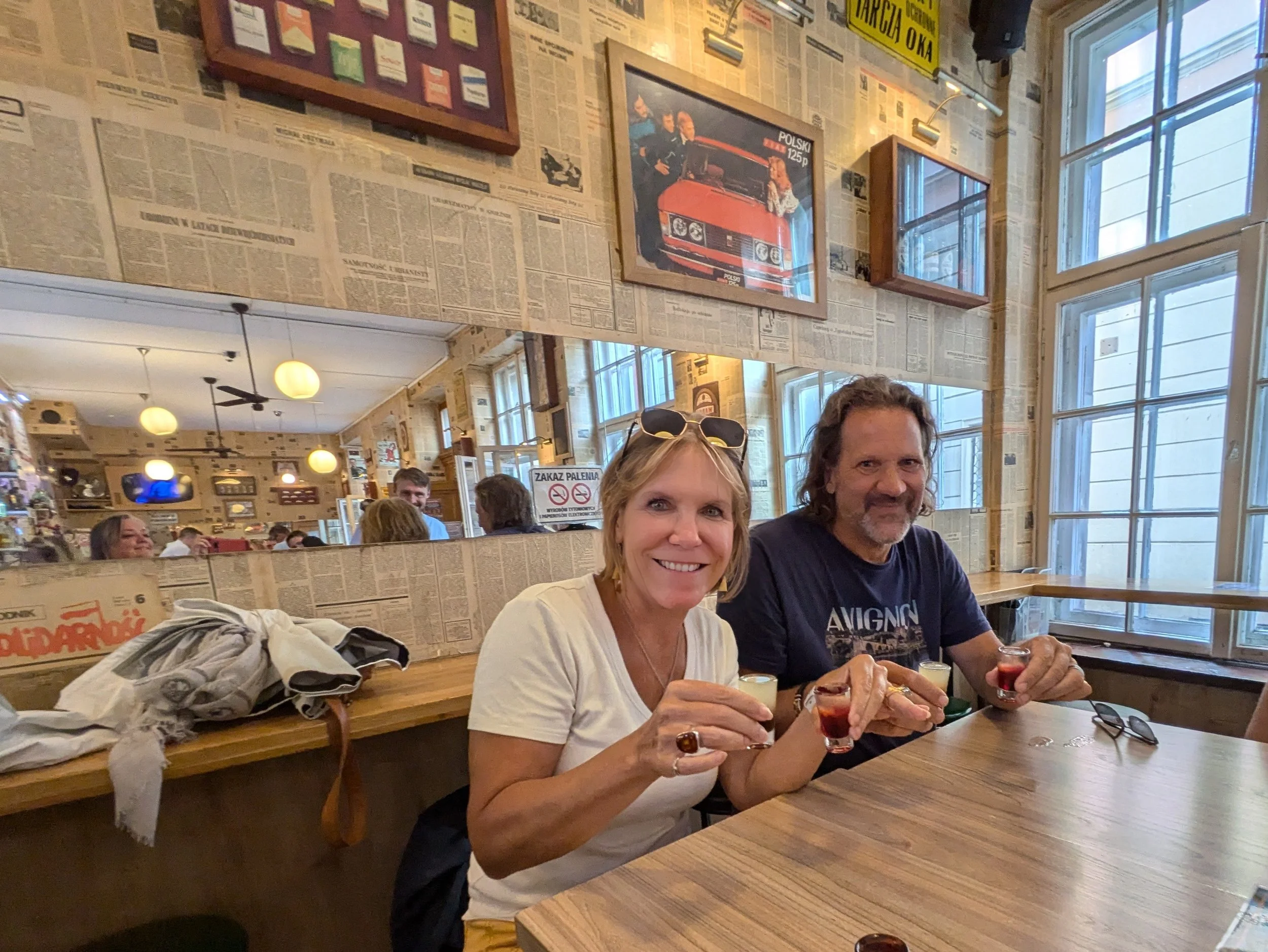 Food tour stop #2 - Vodka! We went to a little authentic bar decorated from the soviet era and had 2 shots each. The first was a "Mad Dog" made of vodka, raspberry syrup, and Tabasco. The second was a Chupa Chups shot made of lemon-infused vodka, gi