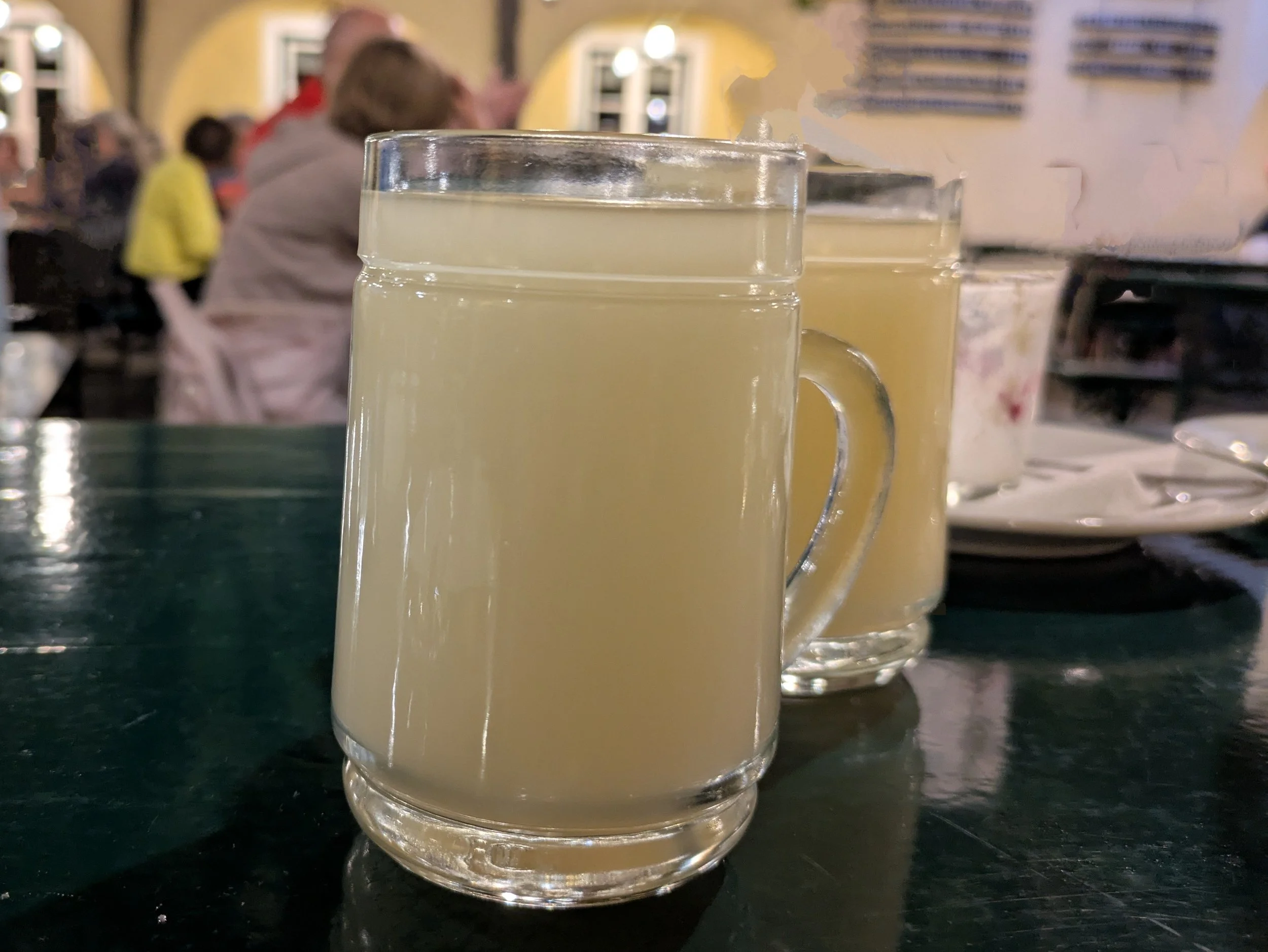 Sturm - Made from the first wine harvest. It is basically partially fermented grape juice with a low alcohol content. It's kind of a big deal here in the fall. We weren't crazy about it.