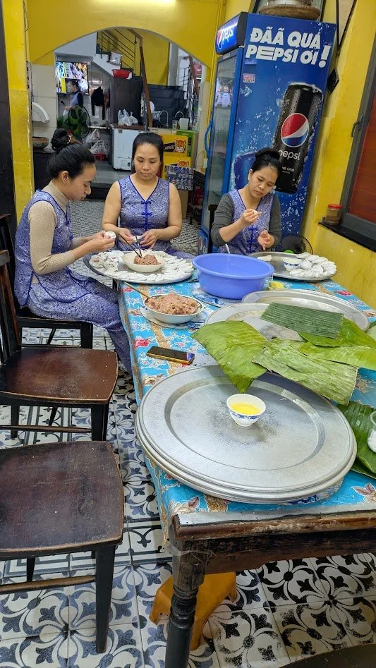 White Rose Dumplings - an iconic Hoi An specialty consisting of translucent rice flour dumplings filled with spiced shrimp or pork. Shaped to resemble white roses. On our food tour, we visited the original white rose restaurant. It's the only thing t