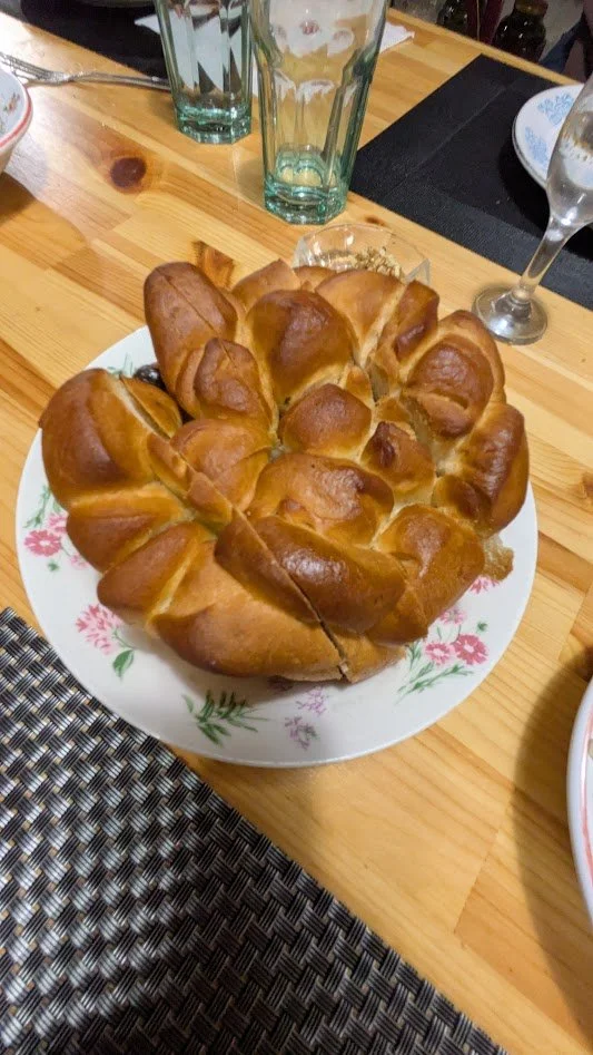 Kulaç - a traditional soda bread. These loaves are full of olives and made with olive oil. YUM!