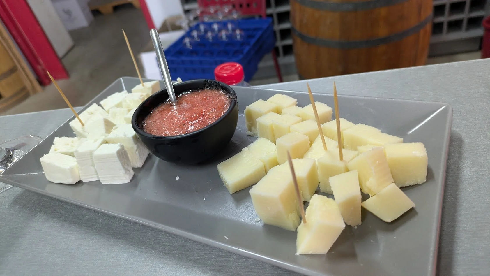 Graviera Kritis cheese - The most popular cheese in Crete. Because there are no cows on Crete, all local cheese is made from sheep or goat milk. This one is mostly made from sheep's milk. It tastes a lot like Manchego - one more thing we ate way too 