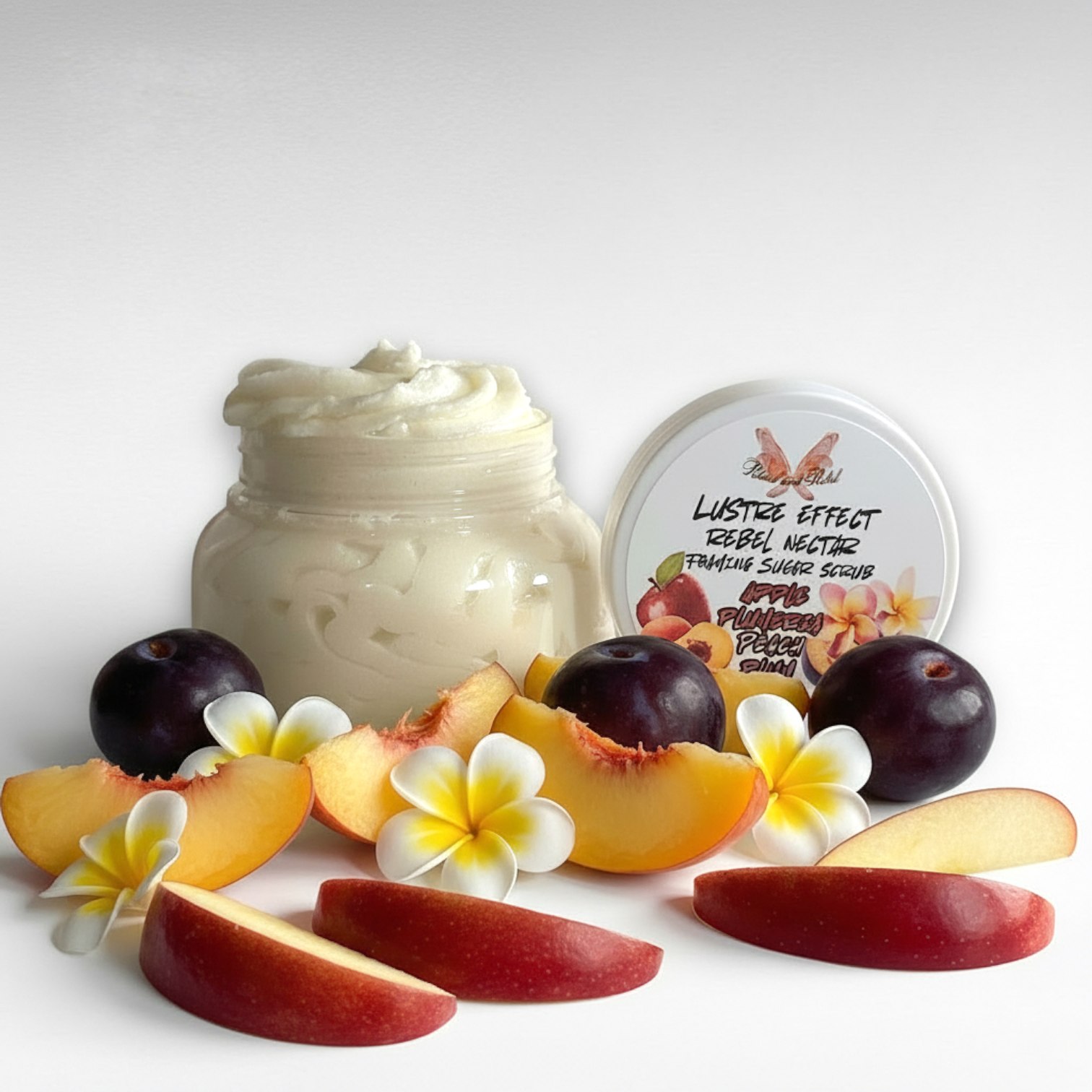 Lustre Effect Rebel Nectar Foaming Sugar Scrub - Peach, Apple, Plumeria, and Plum