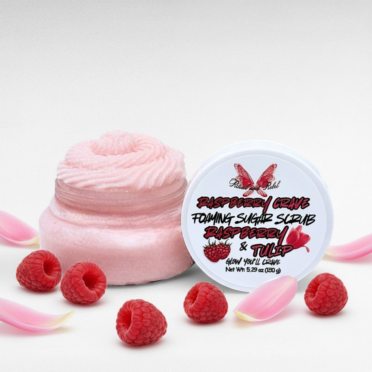 Raspberry Crave Foaming Sugar Scrub - Raspberry & Tulip