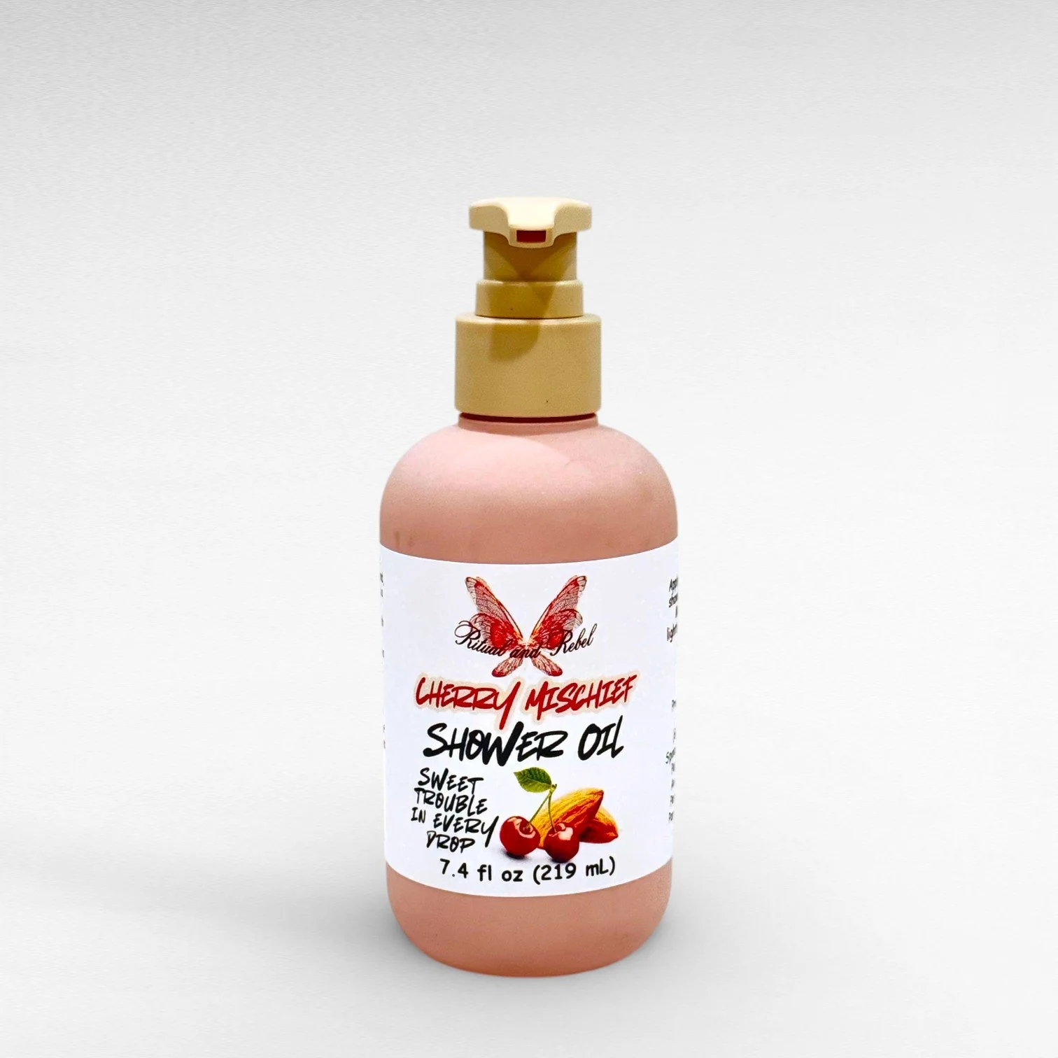 7.4 fl oz Cherry Mischief Cherry and Almond shower oil Ritual and Rebel.jpg
