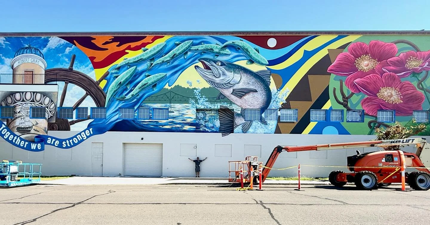 Today we celebrate! 🎉🎨🧁🥂🌞 Please join us today, Thursday, July 24th, at 5:30 pm, for the official public mural unveiling and ribbon cutting celebration! Artist @caseymcenenyart and Astoria mayor Sean Fitzpatrick will be here, and we have cupcake